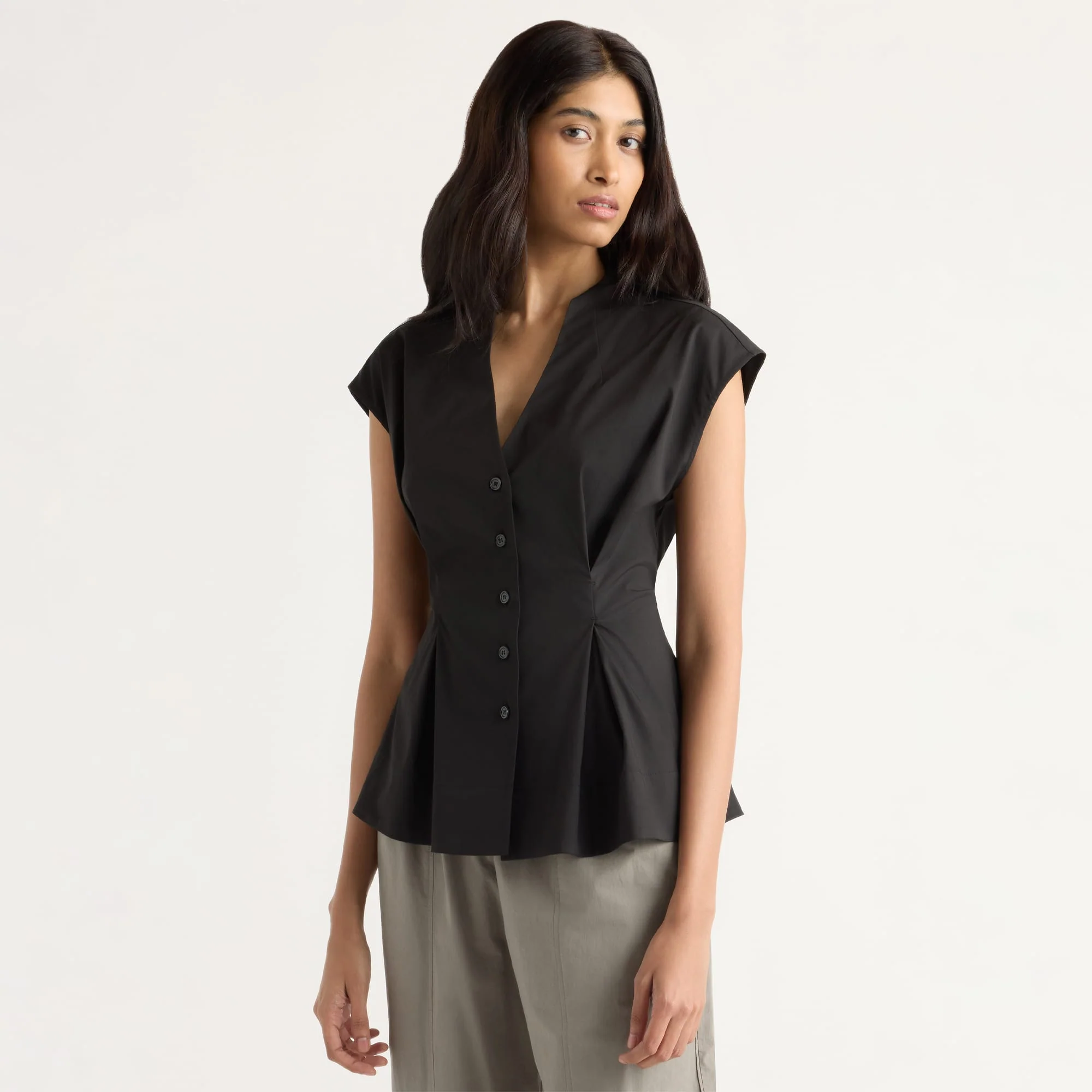 Acacia Cinch-Waist Sculpted Blouse