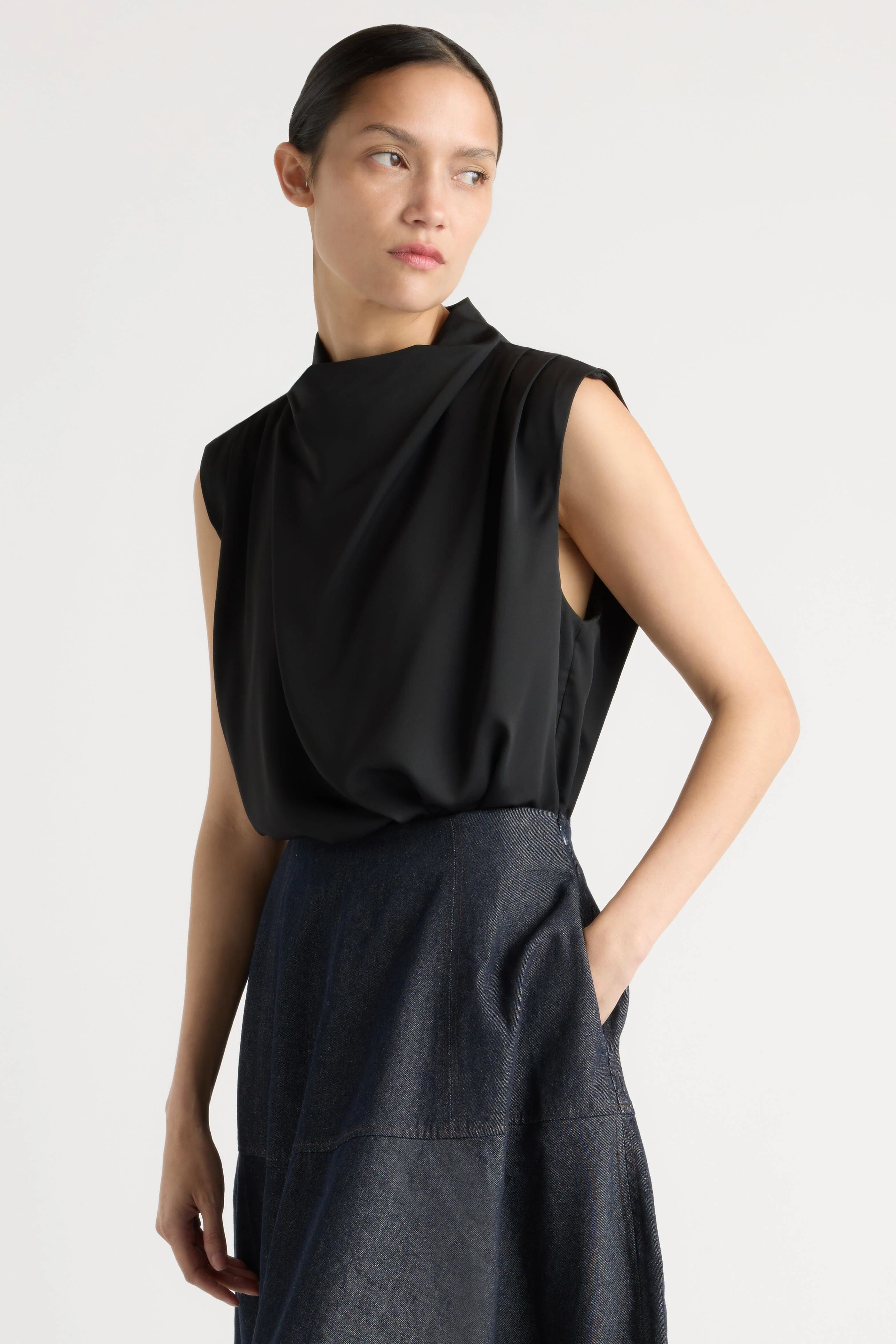 Allegra Gathered-Neck Sleeveless Blouse - Image 6