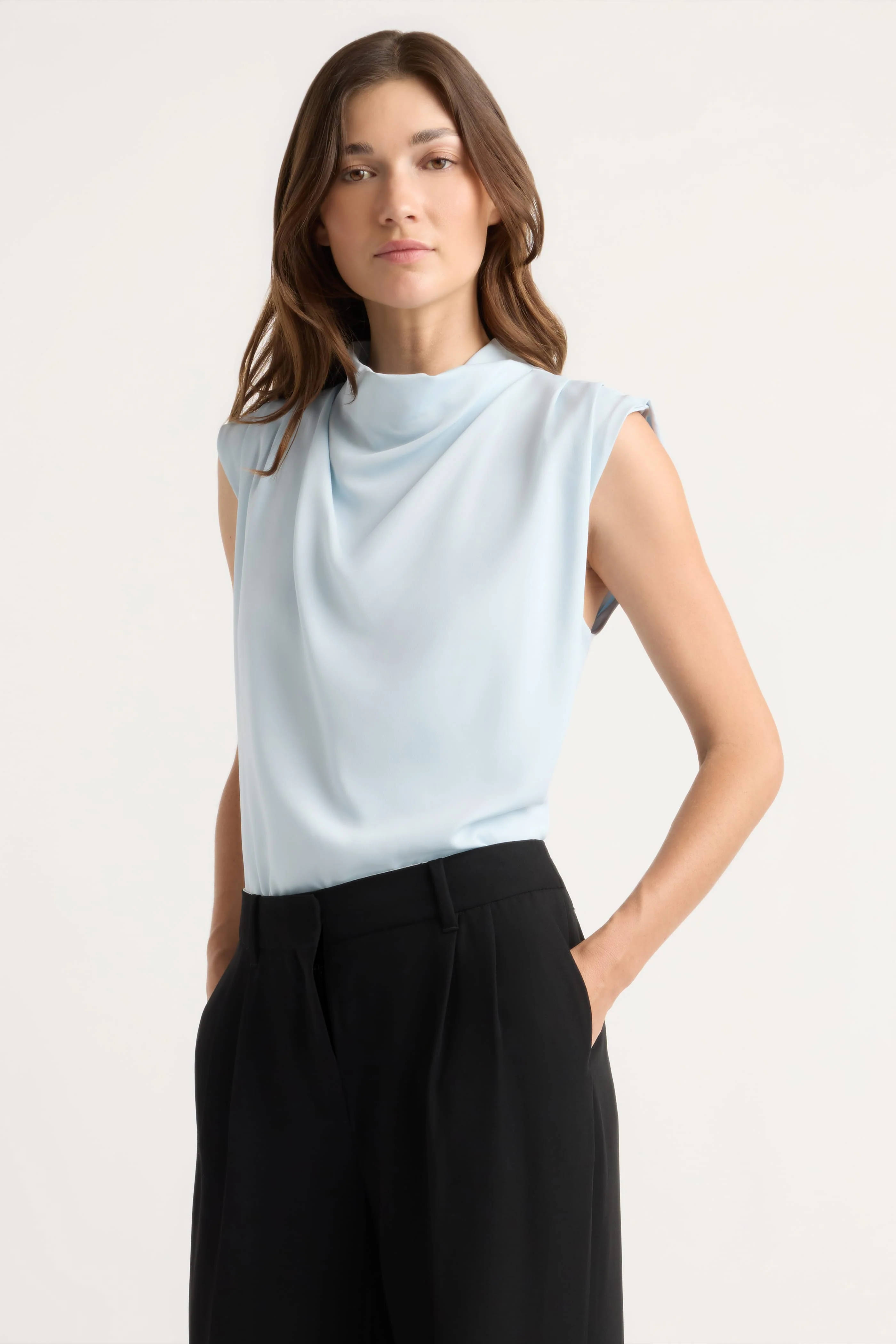 Allegra Gathered-Neck Sleeveless Blouse - Image 2