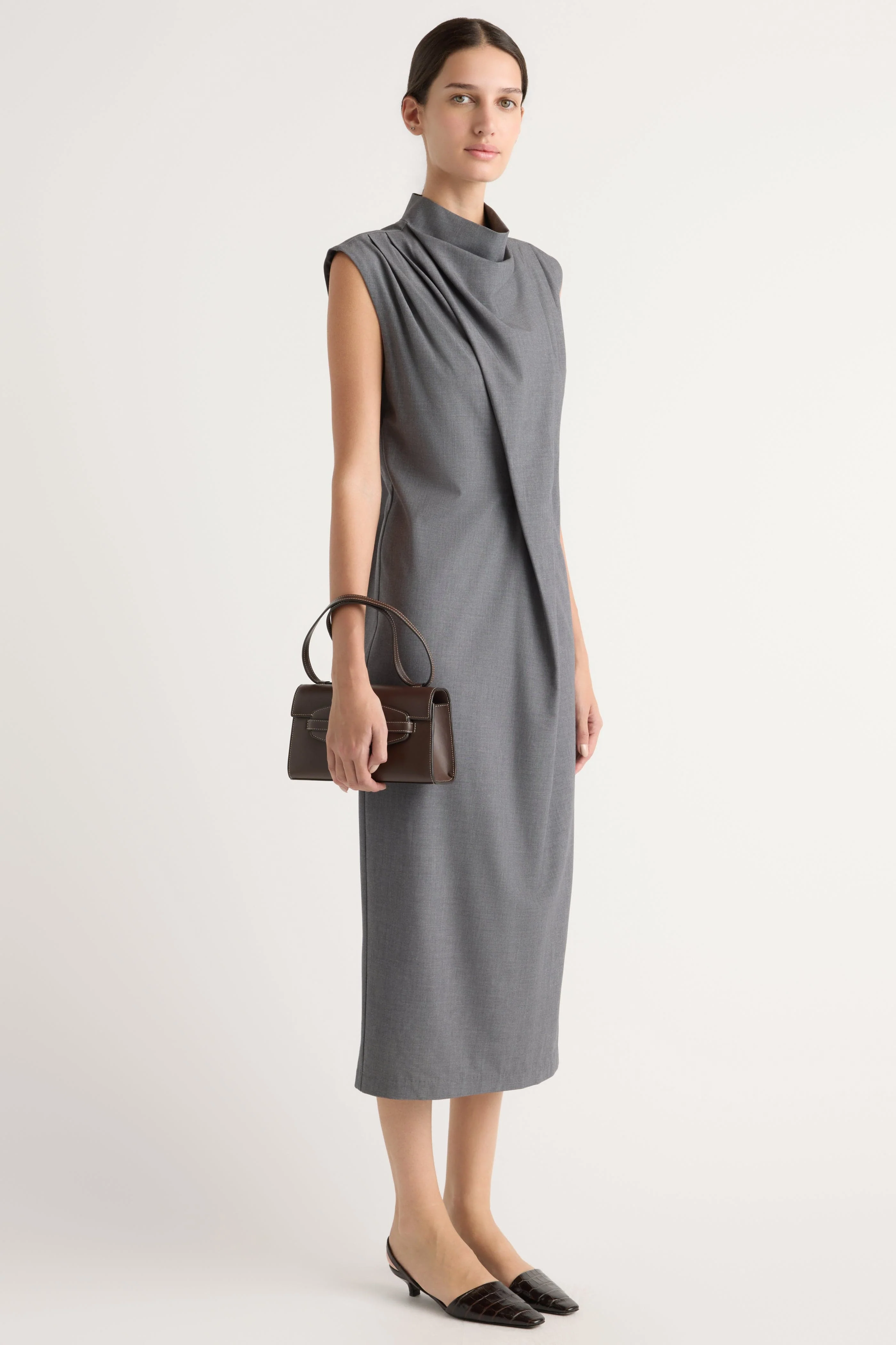 Amara Gathered-Neck Drape Dress - Image 2