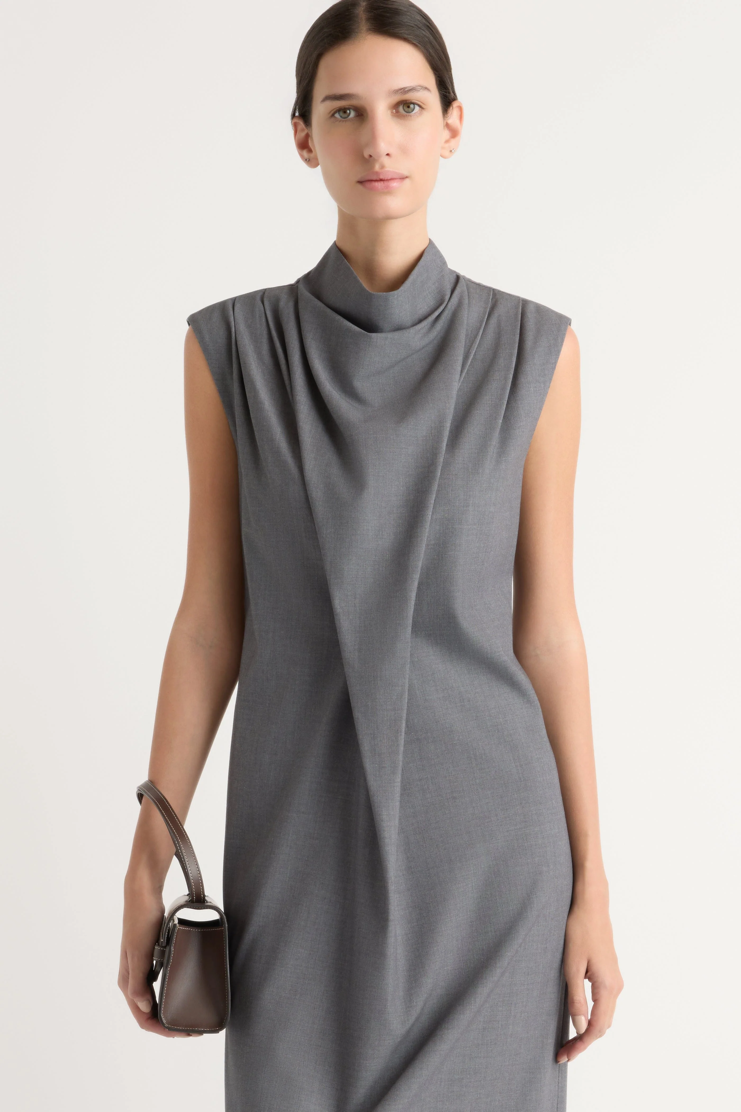 Amara Gathered-Neck Drape Dress - Image 3