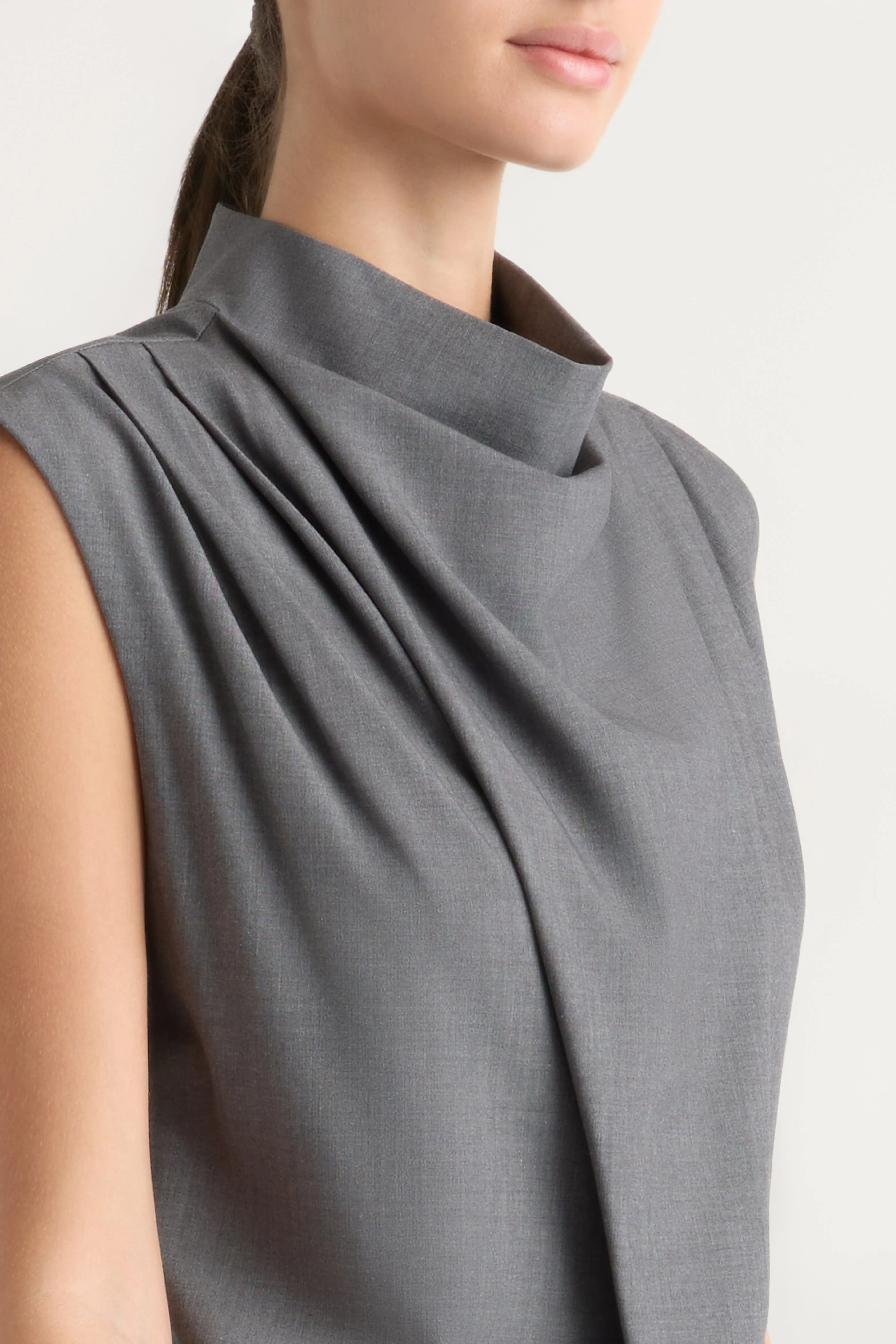 Amara Gathered-Neck Drape Dress - Image 4