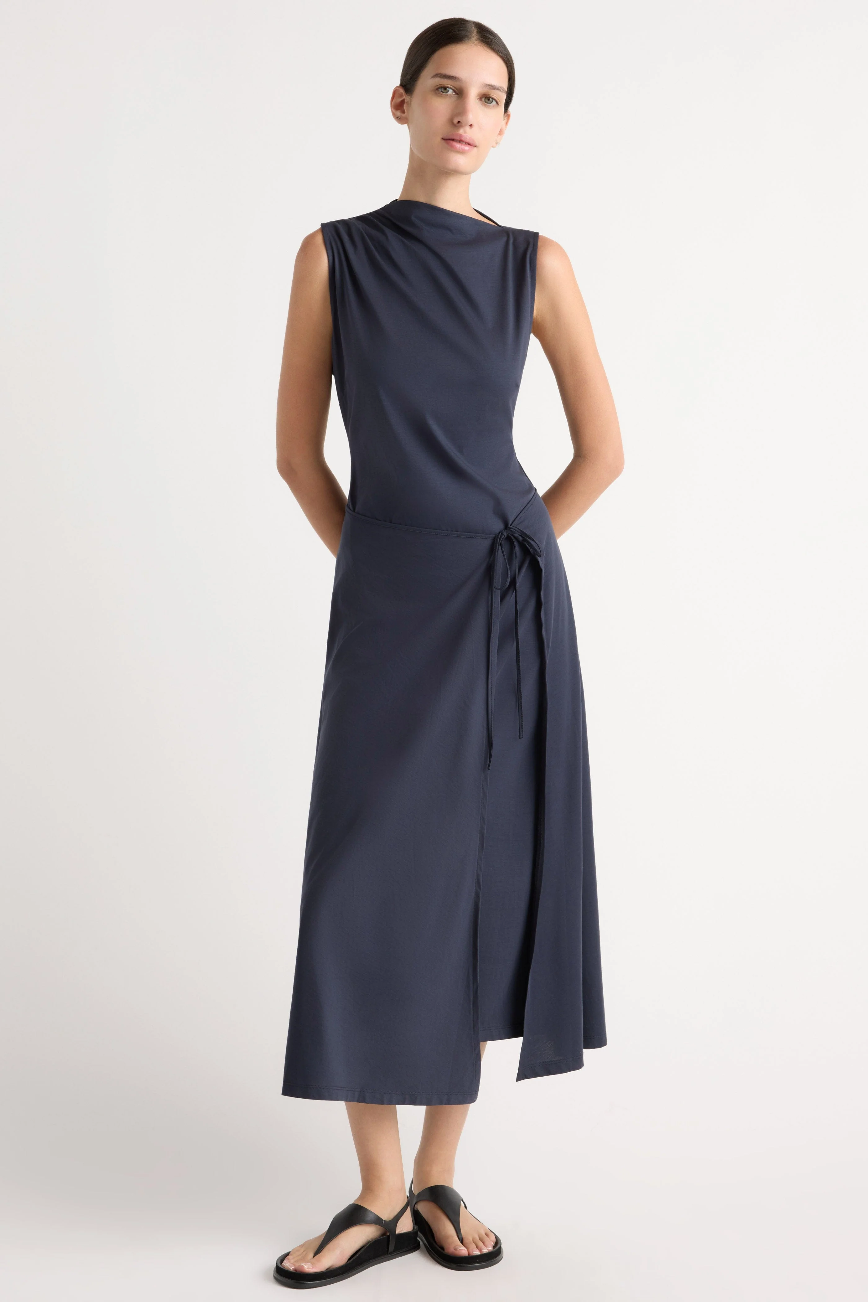 Amelia Asymmetric-Neck Wrap Dress - Image 2