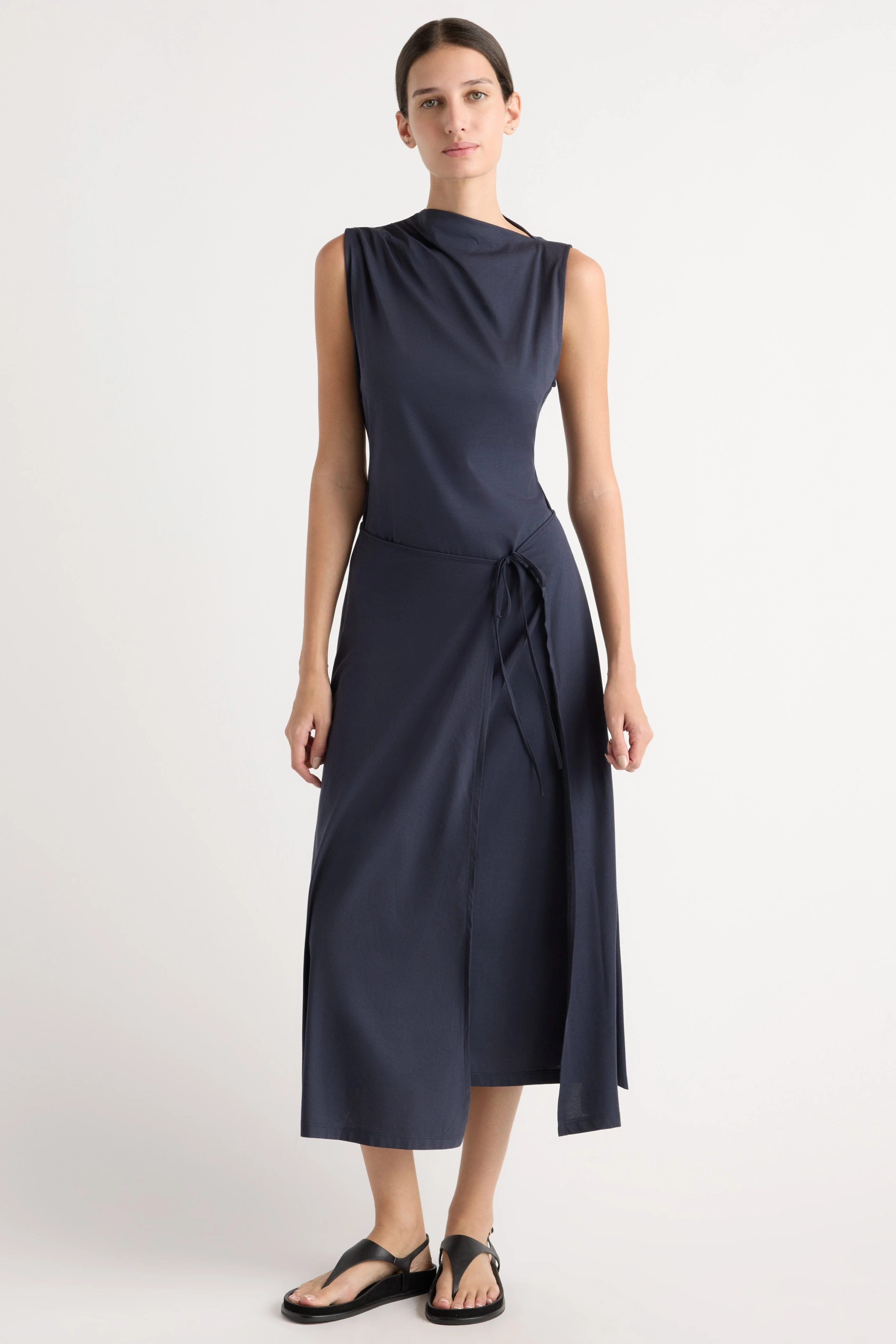 Amelia Asymmetric-Neck Wrap Dress - Image 4