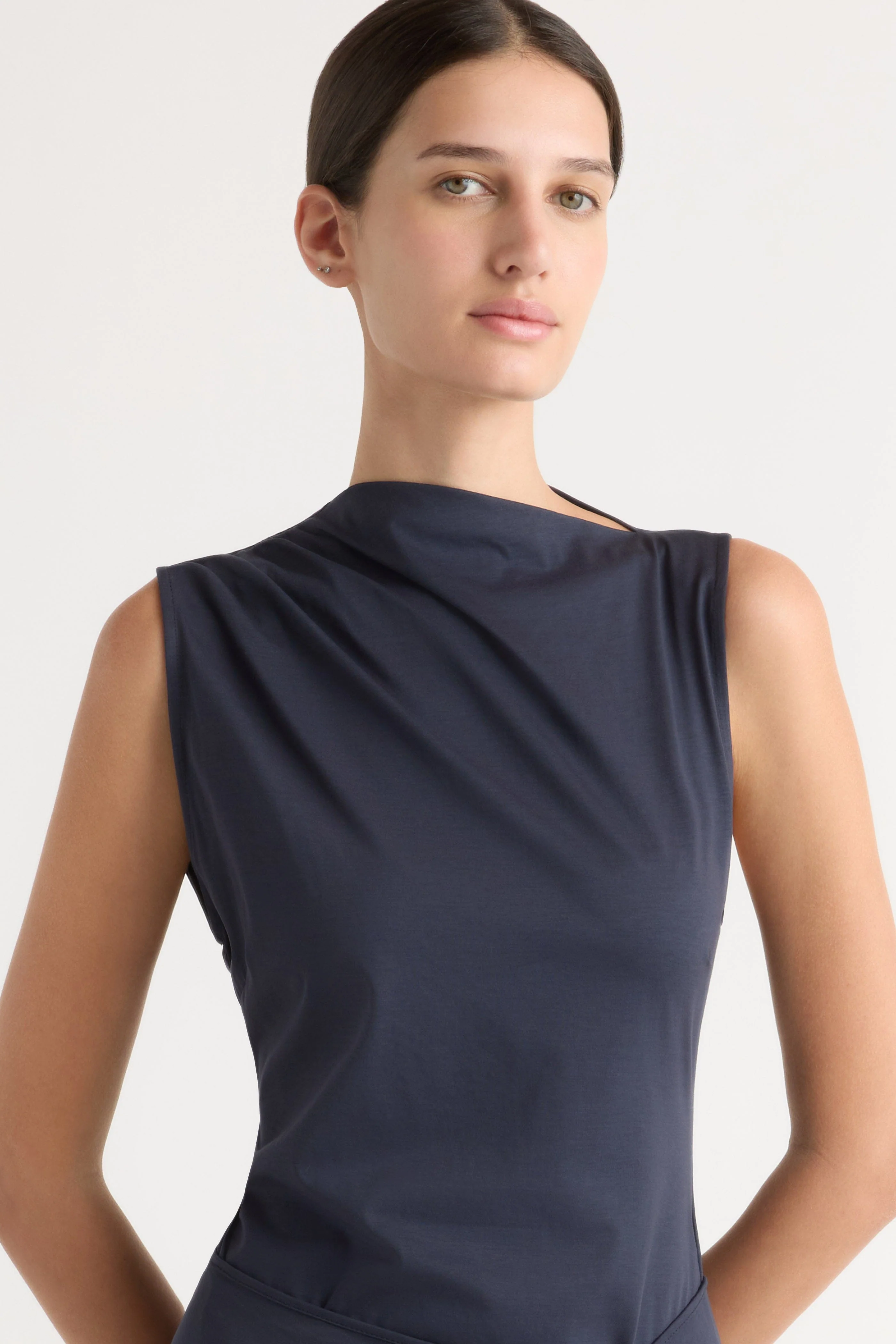 Amelia Asymmetric-Neck Wrap Dress - Image 6