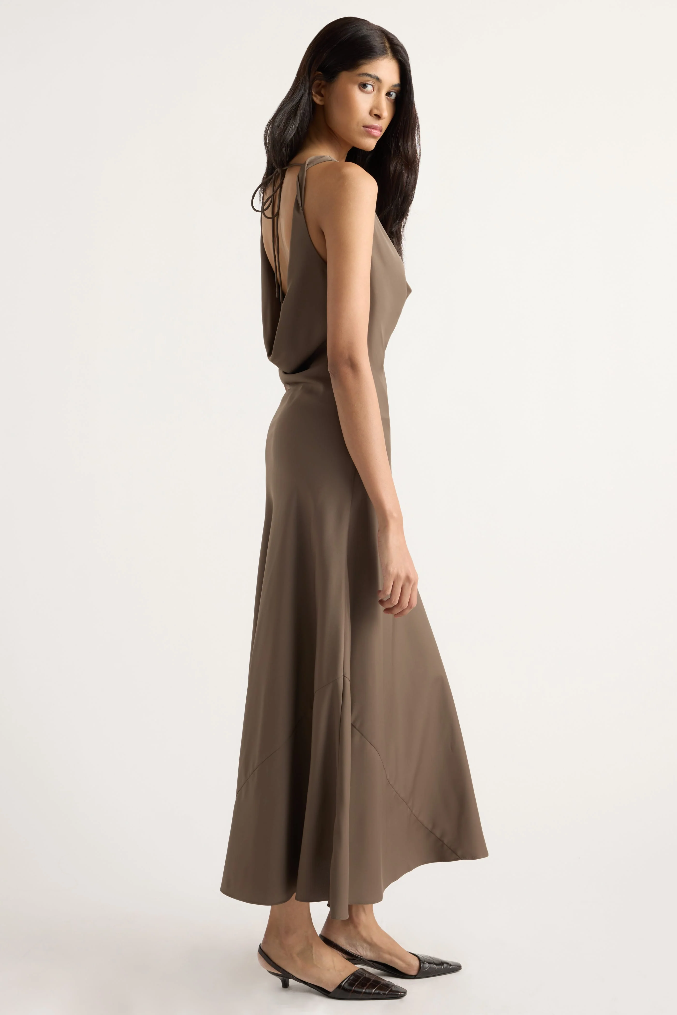 Anais Twist-Shoulder Cowl-Neck Dress - Image 2