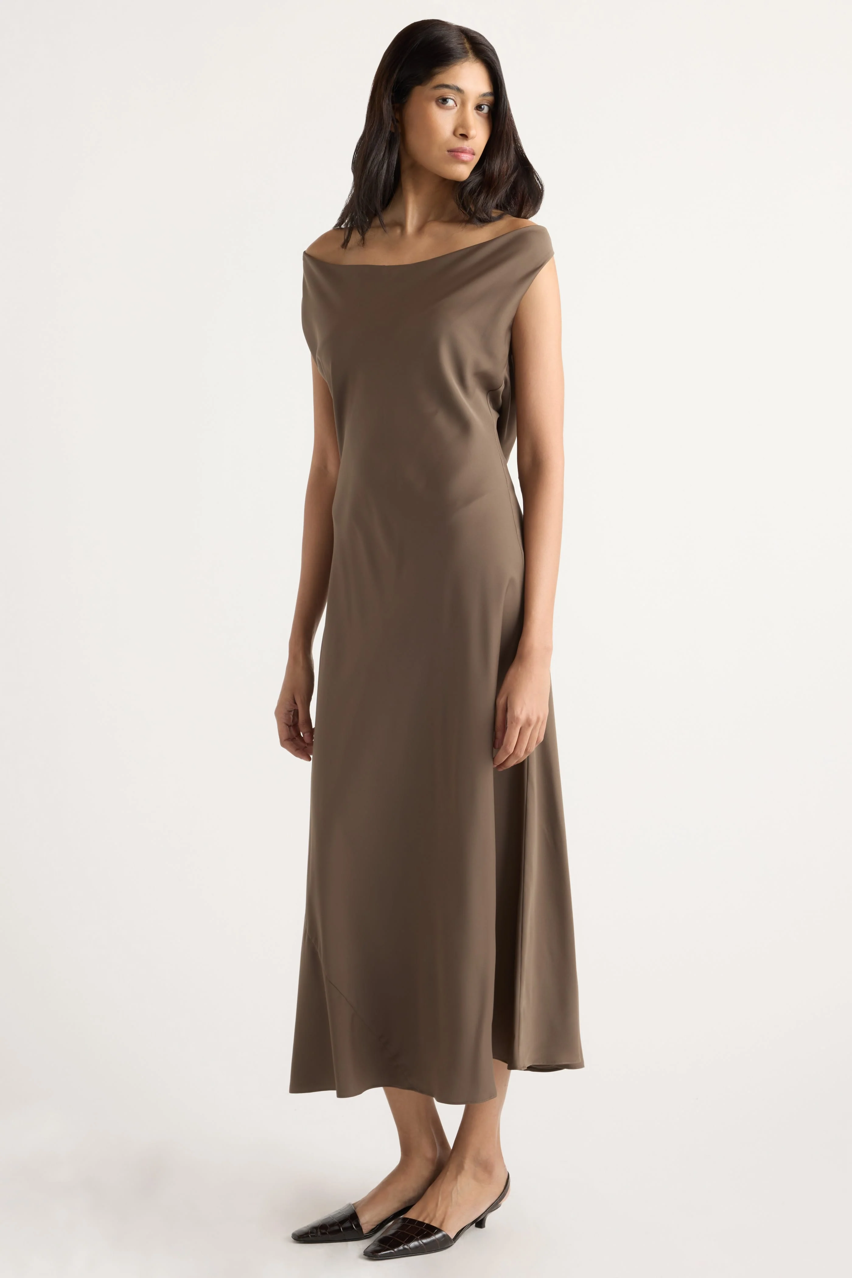 Anais Twist-Shoulder Cowl-Neck Dress - Image 7