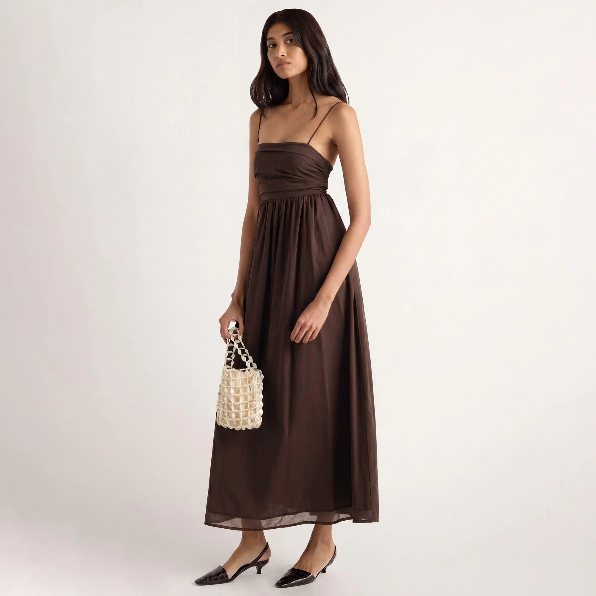 Aurora Ruched Organic Cotton Maxi Dress