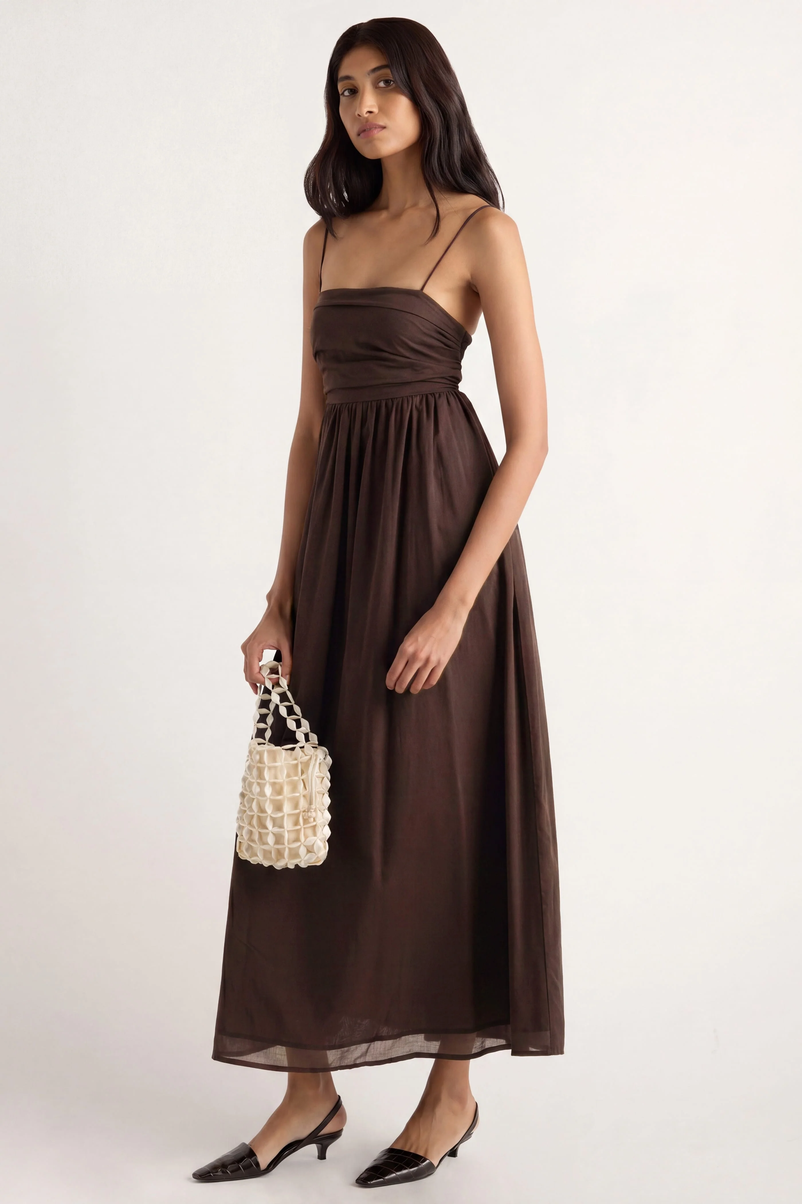 Aurora Ruched Organic Cotton Maxi Dress - Image 2