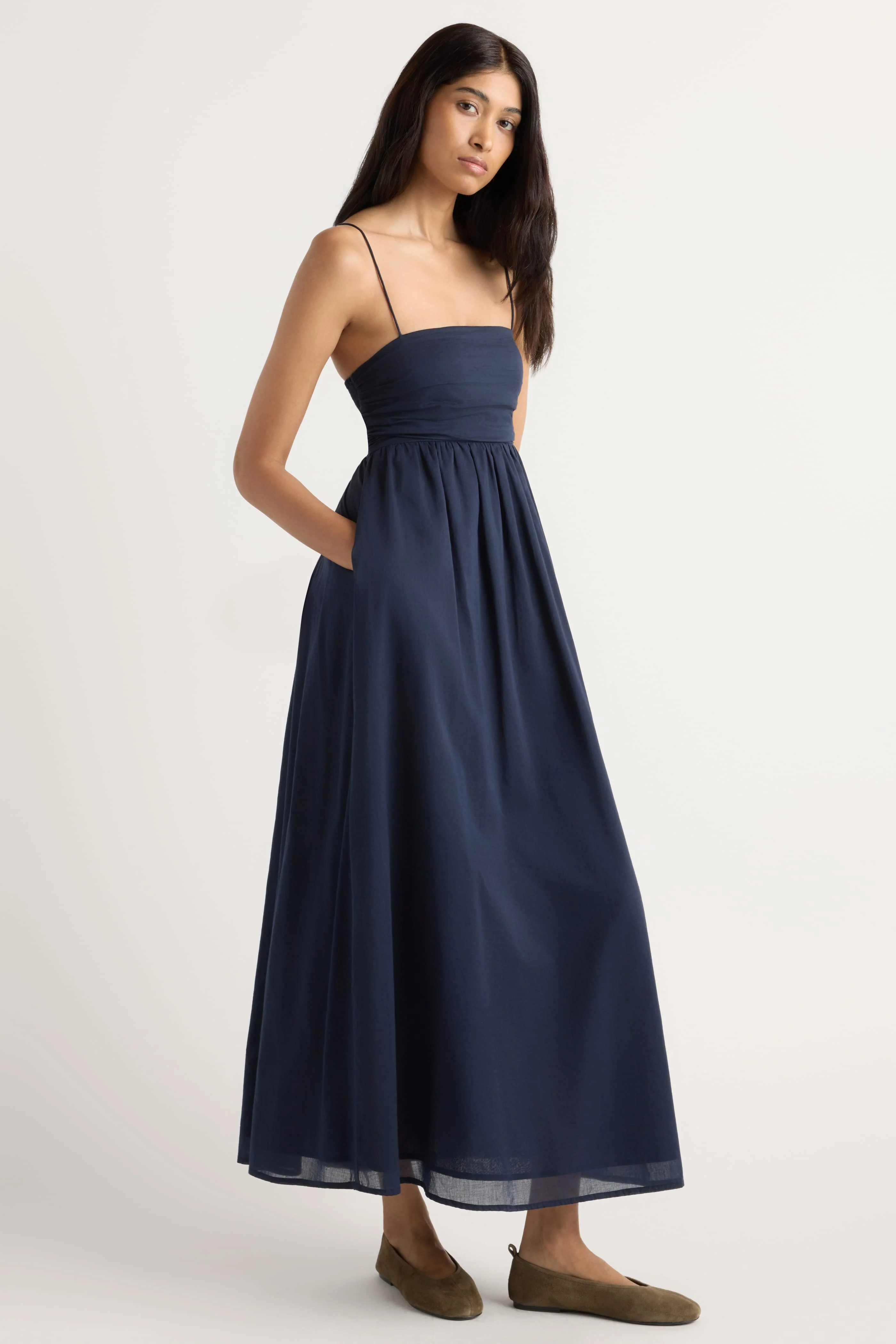 Aurora Ruched Organic Cotton Maxi Dress - Image 2