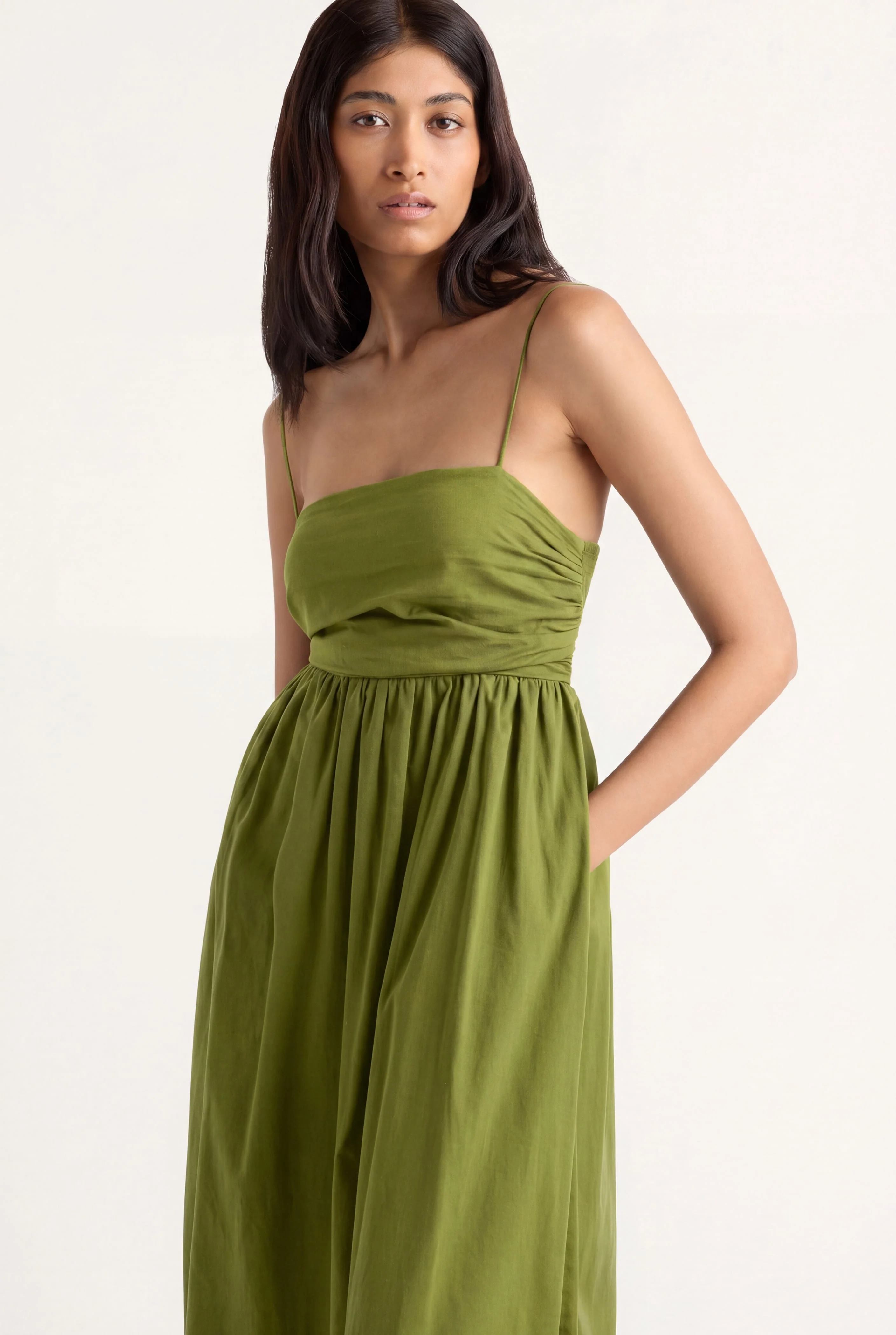 Aurora Ruched Organic Cotton Maxi Dress - Image 3