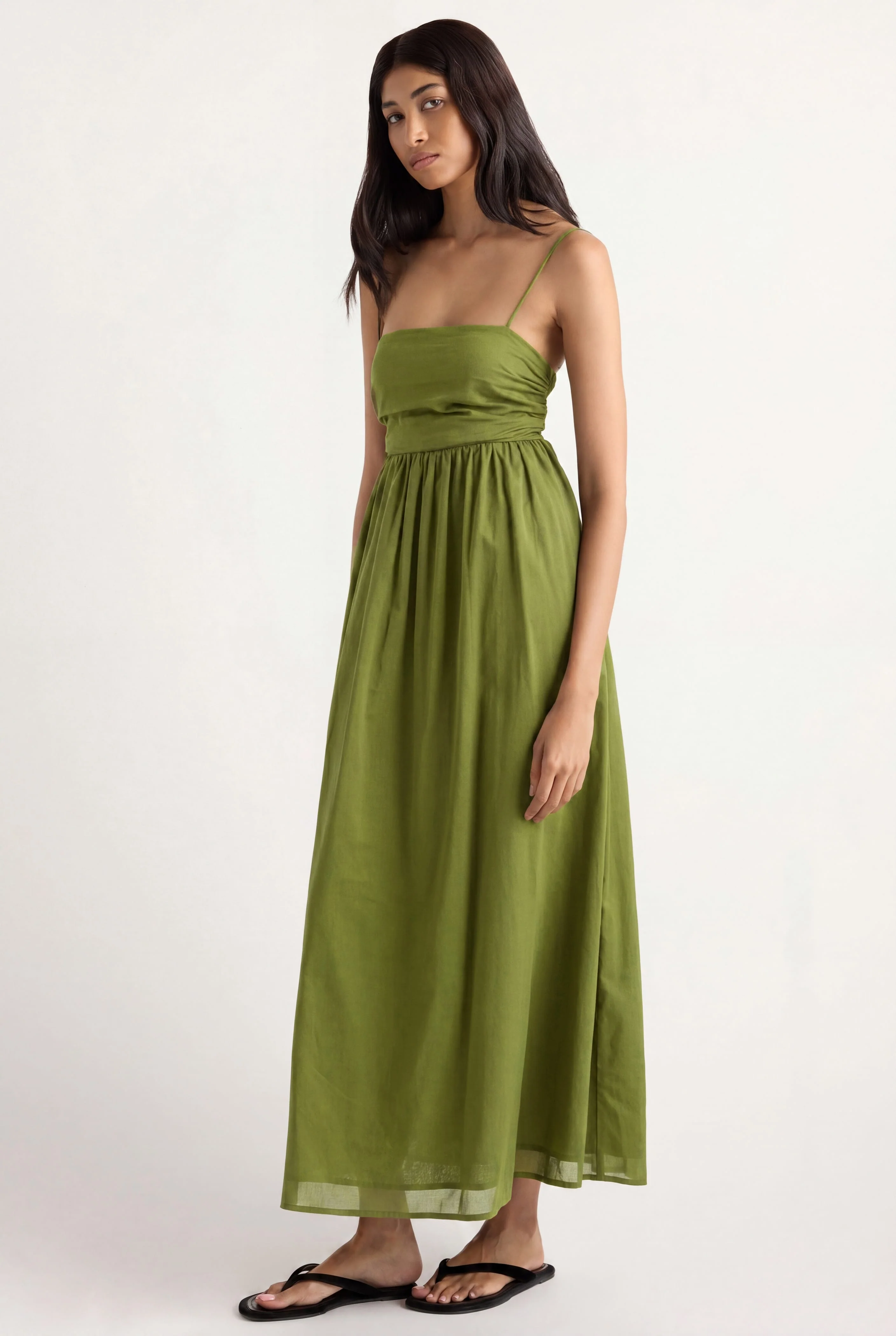 Aurora Ruched Organic Cotton Maxi Dress - Image 4