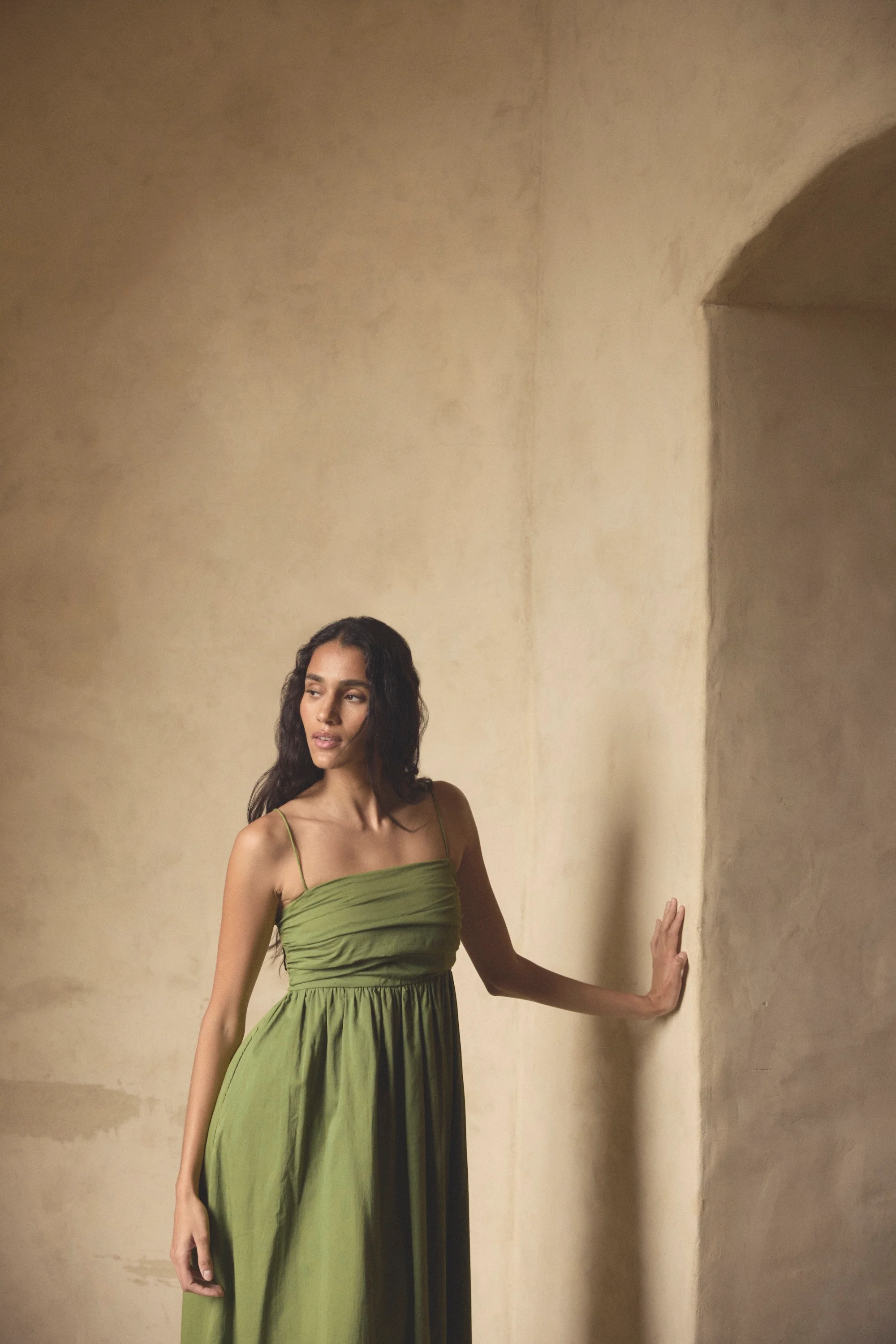 Aurora Ruched Organic Cotton Maxi Dress - Image 7