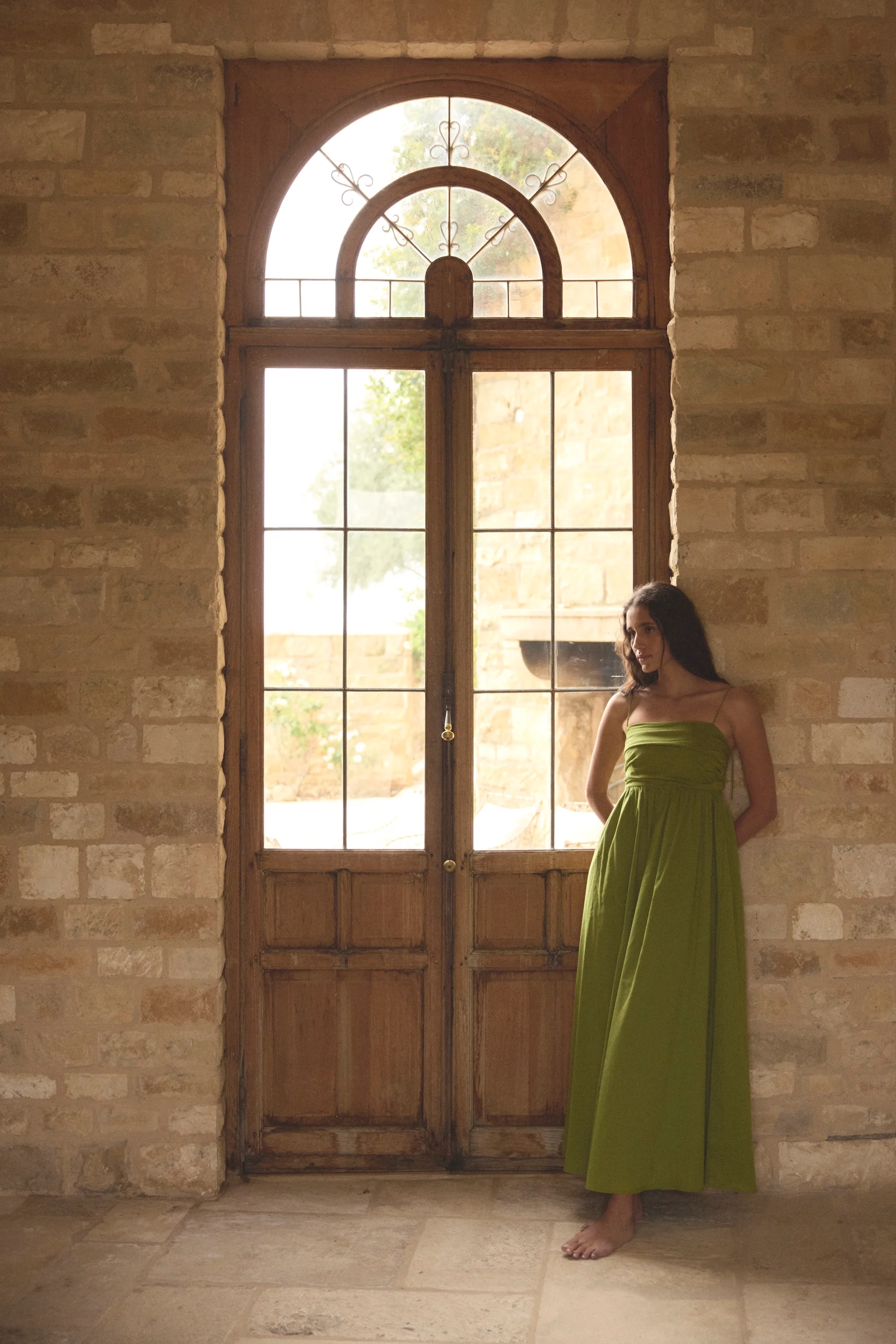 Aurora Ruched Organic Cotton Maxi Dress - Image 8
