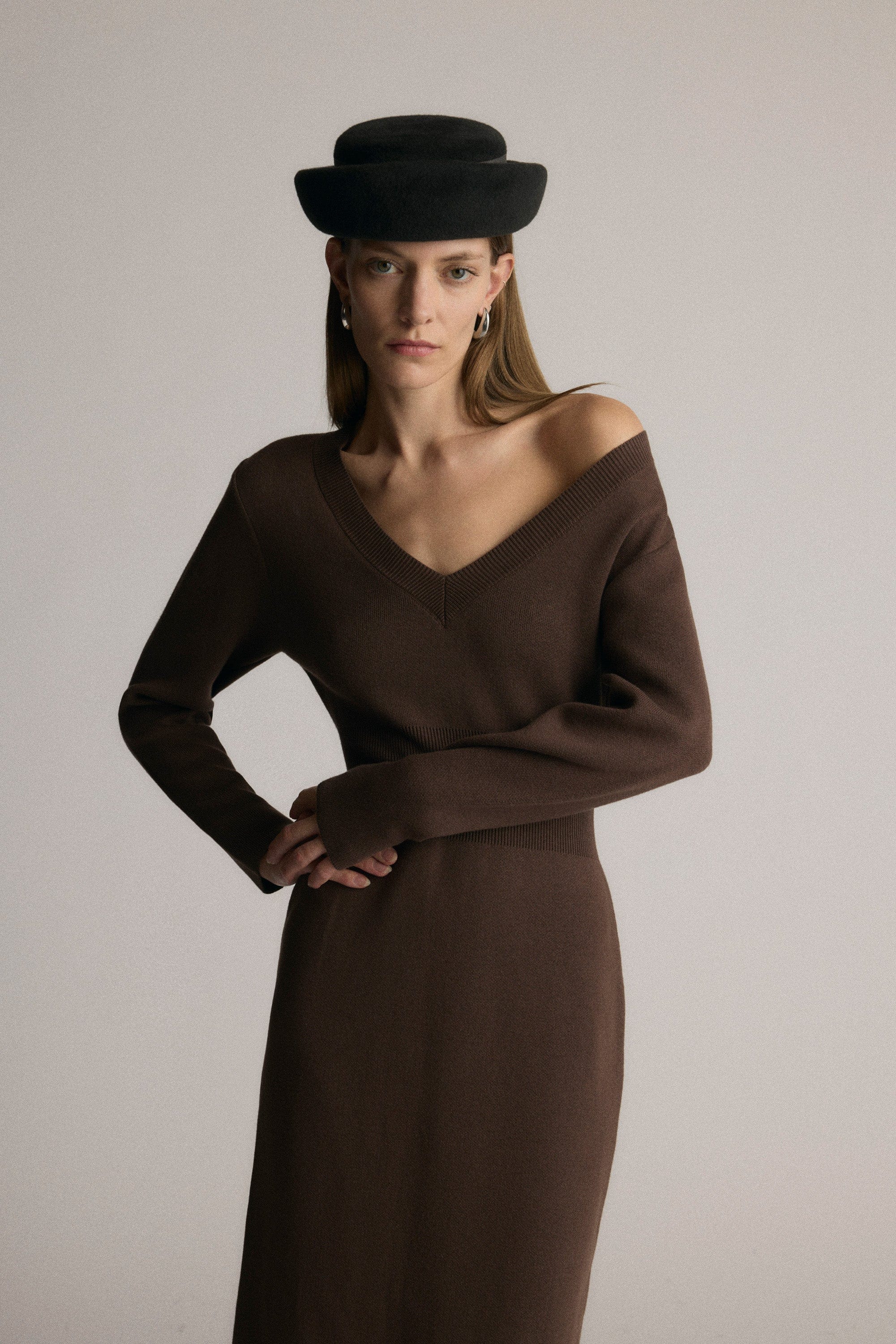 Bora Off-Shoulder V-Neck Sweater Dress - Image 7