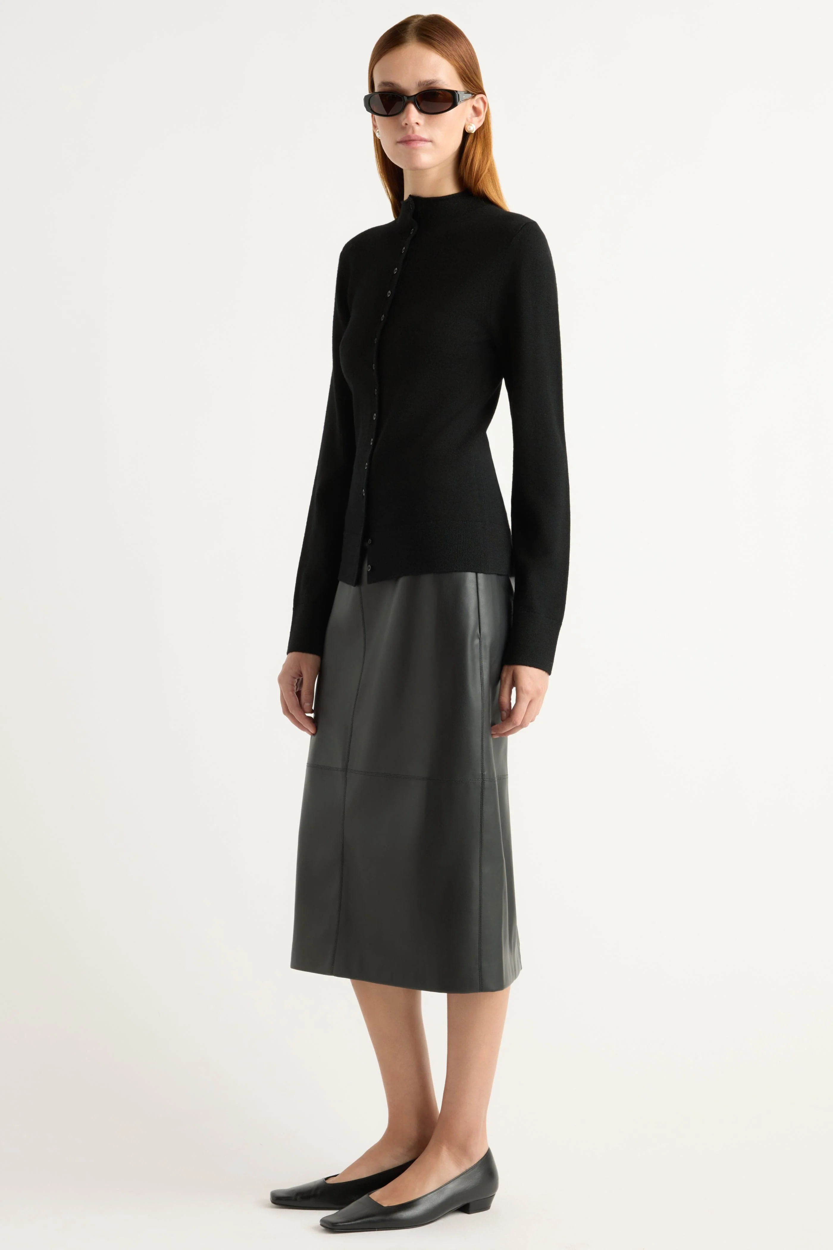 Briony Back-Slit Vegan Leather Skirt - Image 8