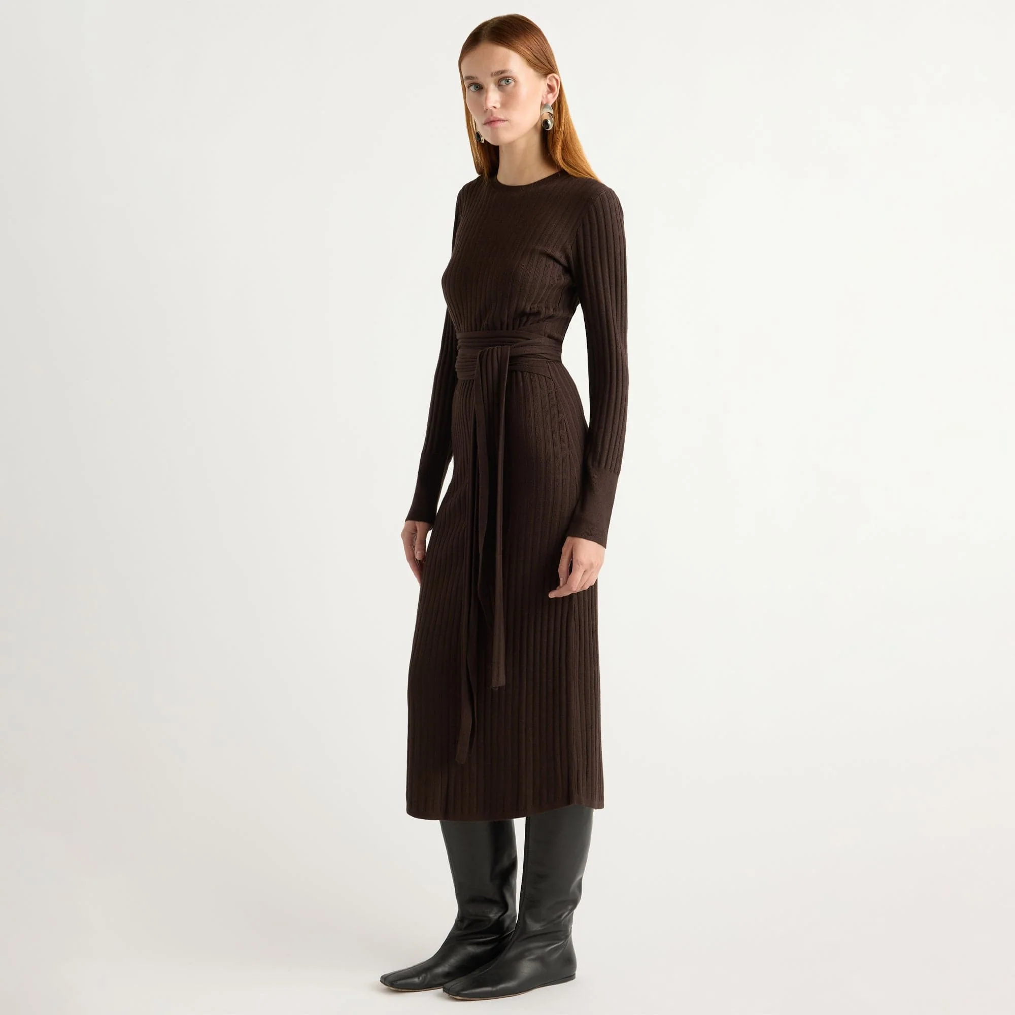 Carmen Tie-Front Ribbed Dress