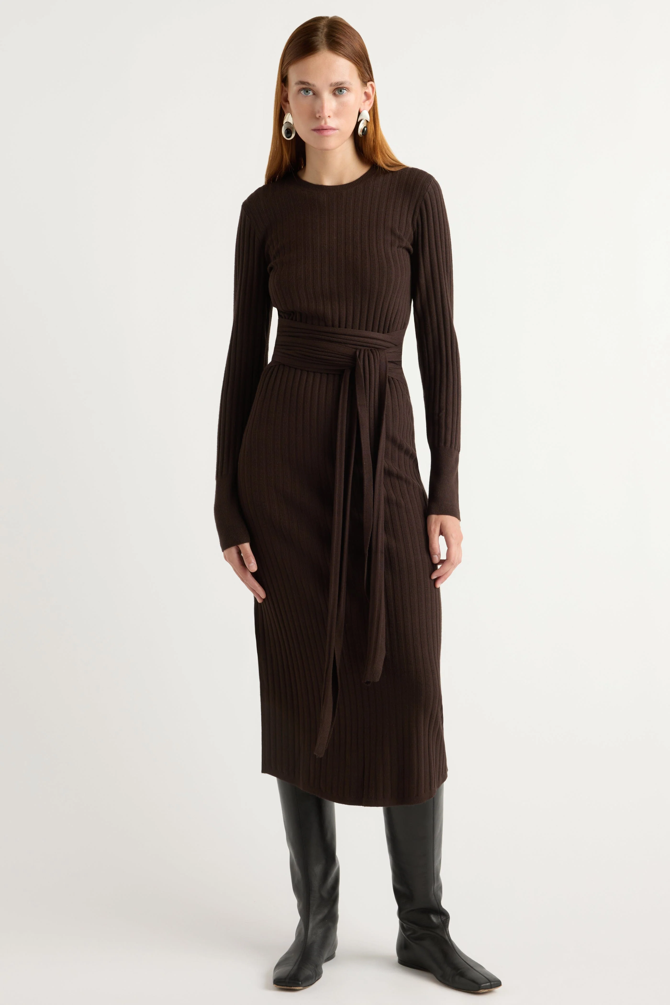 Carmen Tie-Front Ribbed Dress - Image 4