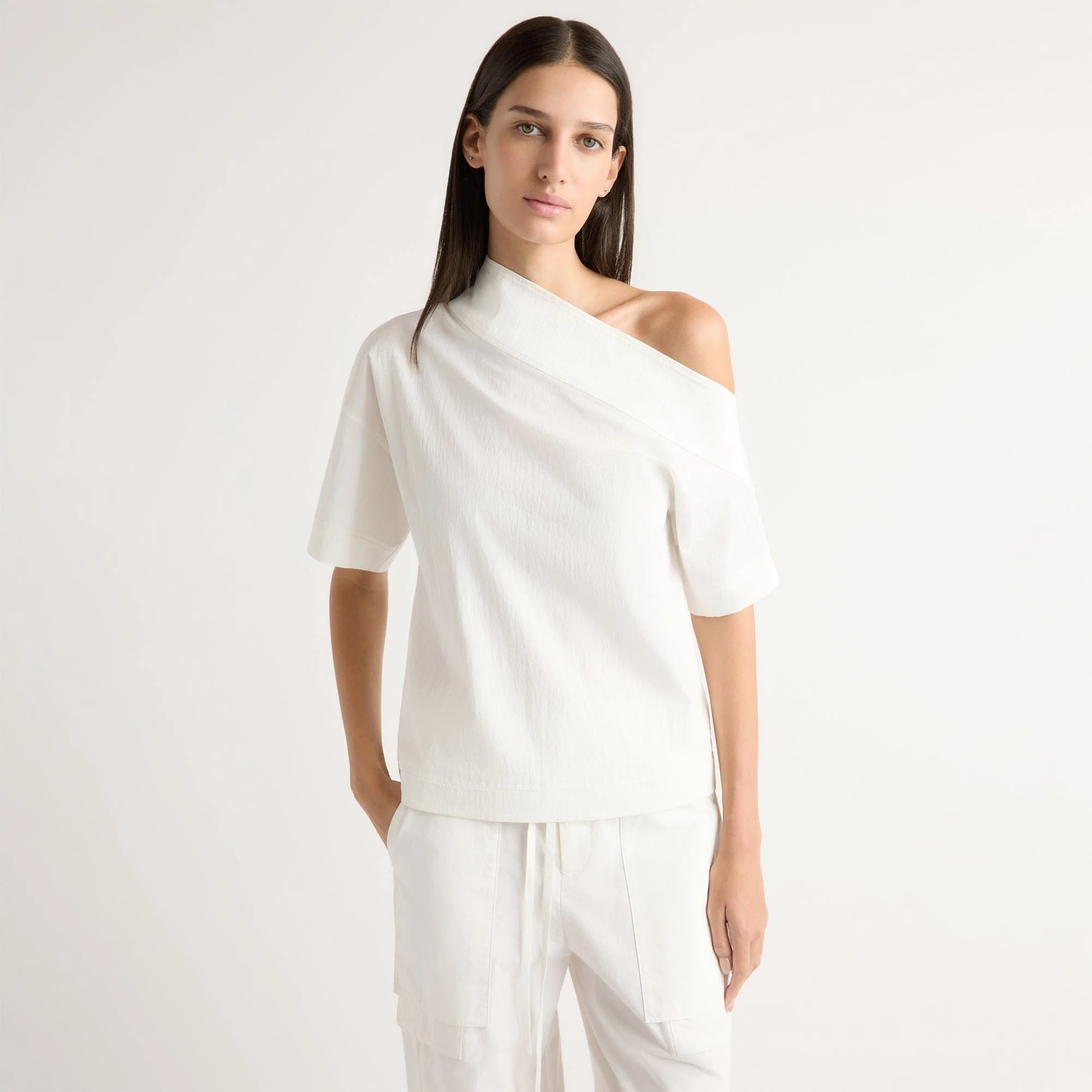 Chiyori Off-Shoulder Placket Blouse