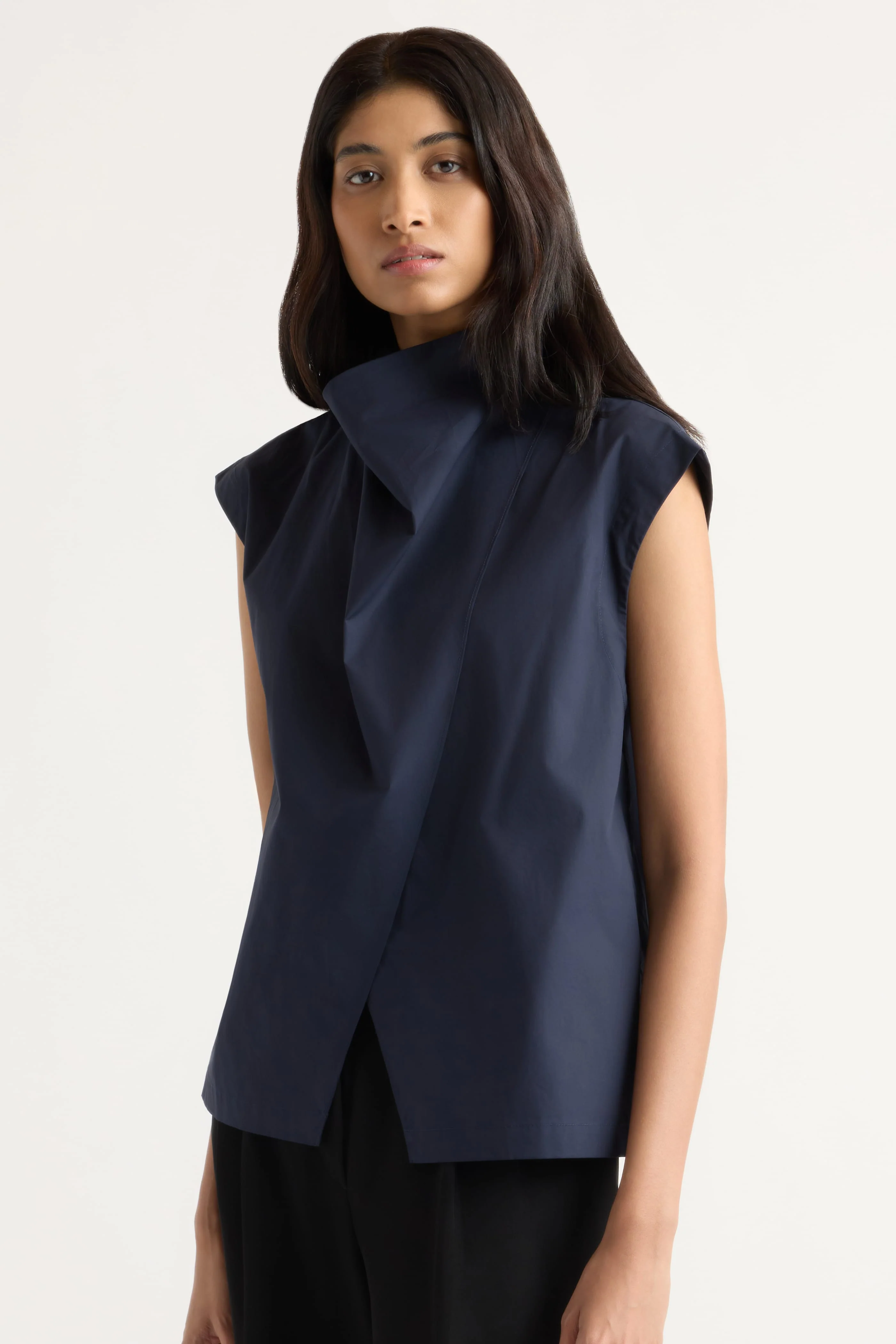 Denilyn Split-Front Wrap Poplin Blouse - Image 2