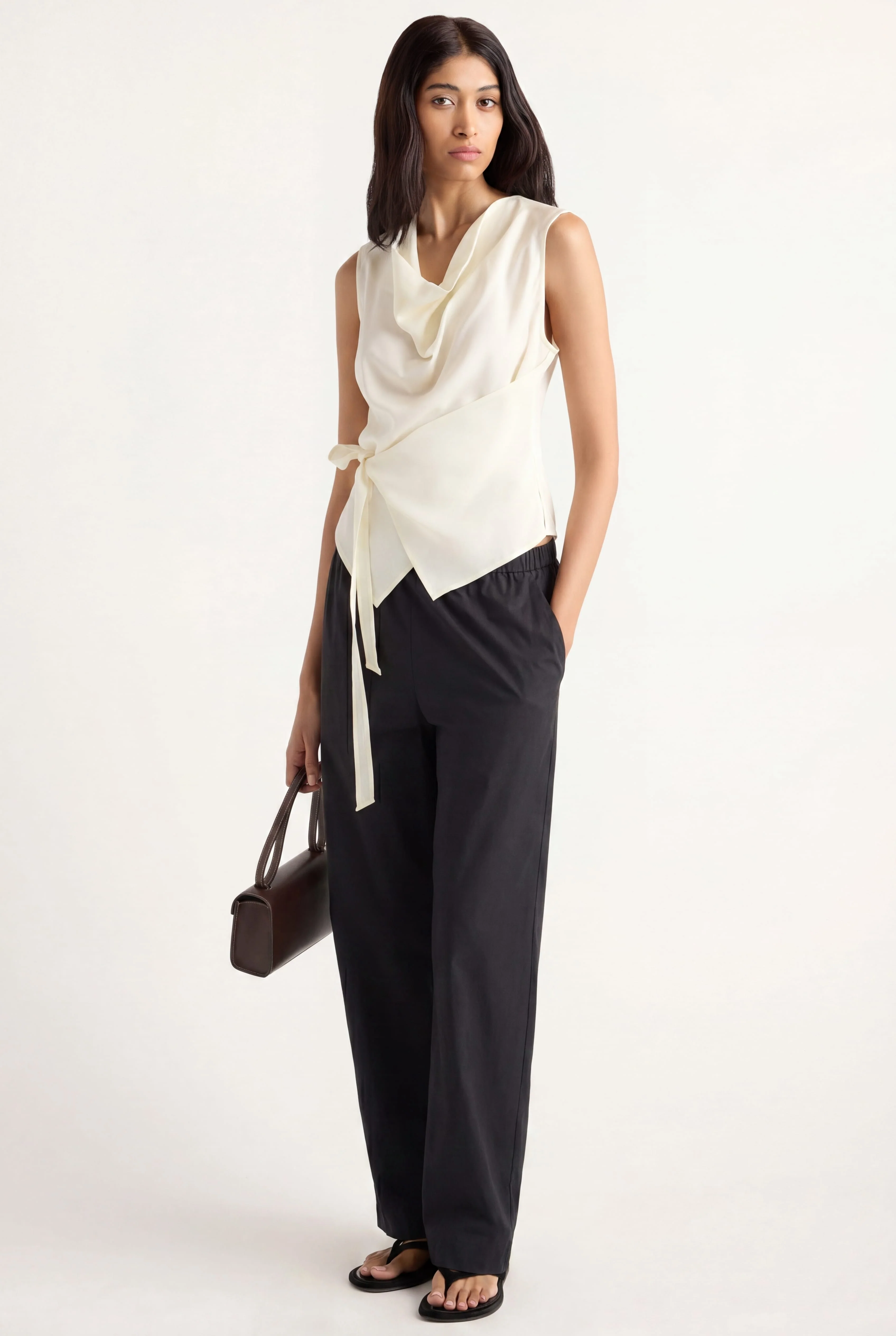 Dion Tencel Cowl-Neck Wrap Blouse - Image 3