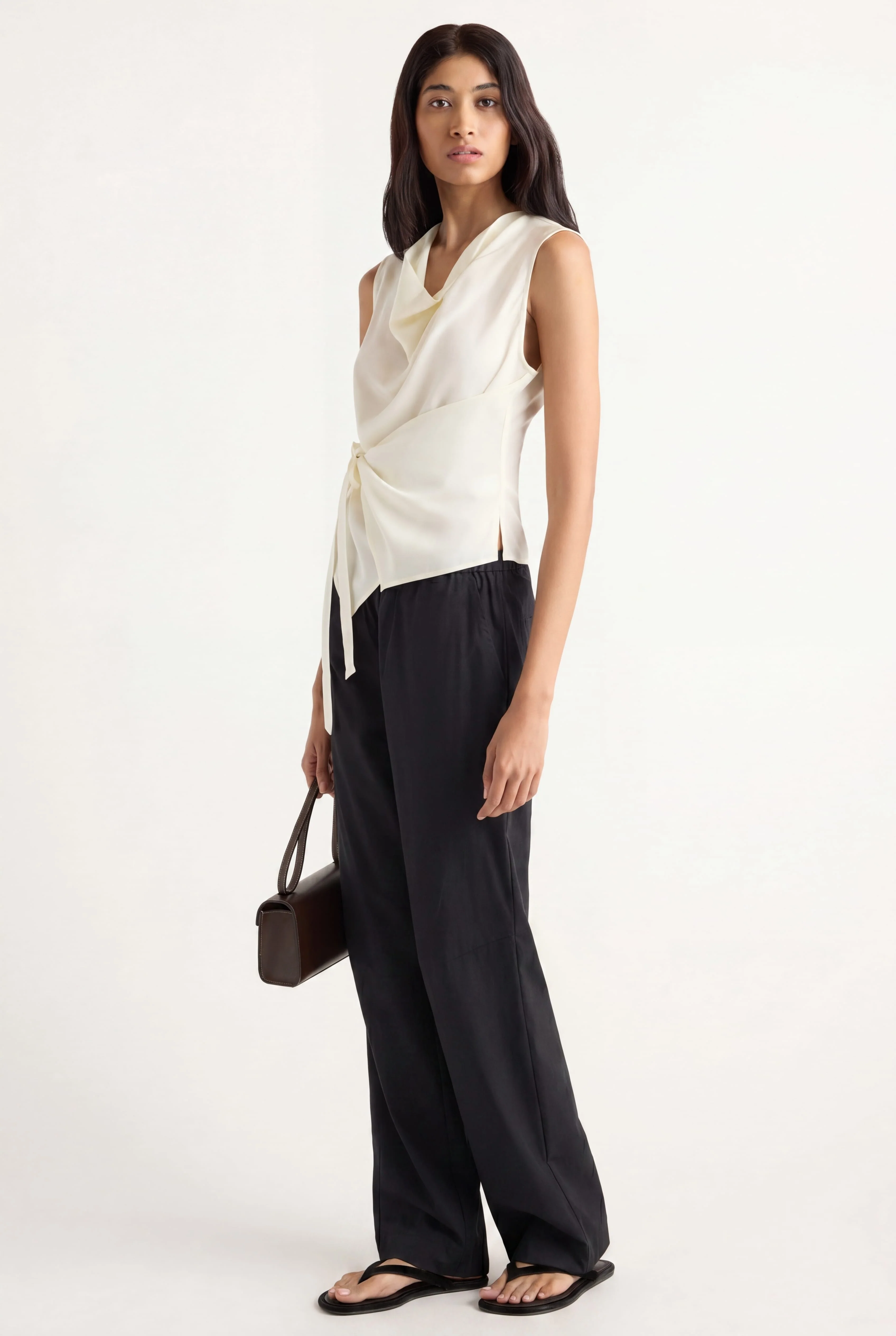 Dion Tencel Cowl-Neck Wrap Blouse - Image 5