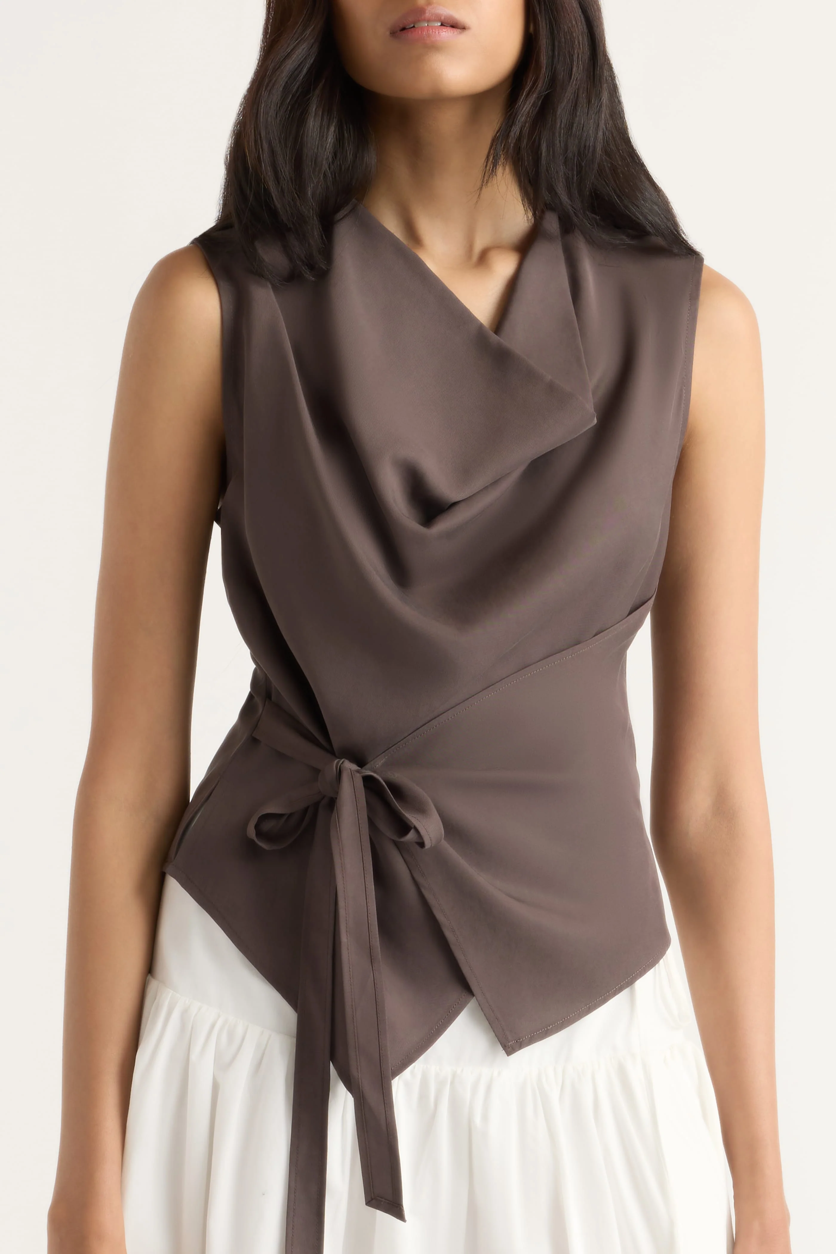 Dion Tencel Cowl-Neck Wrap Blouse - Image 4