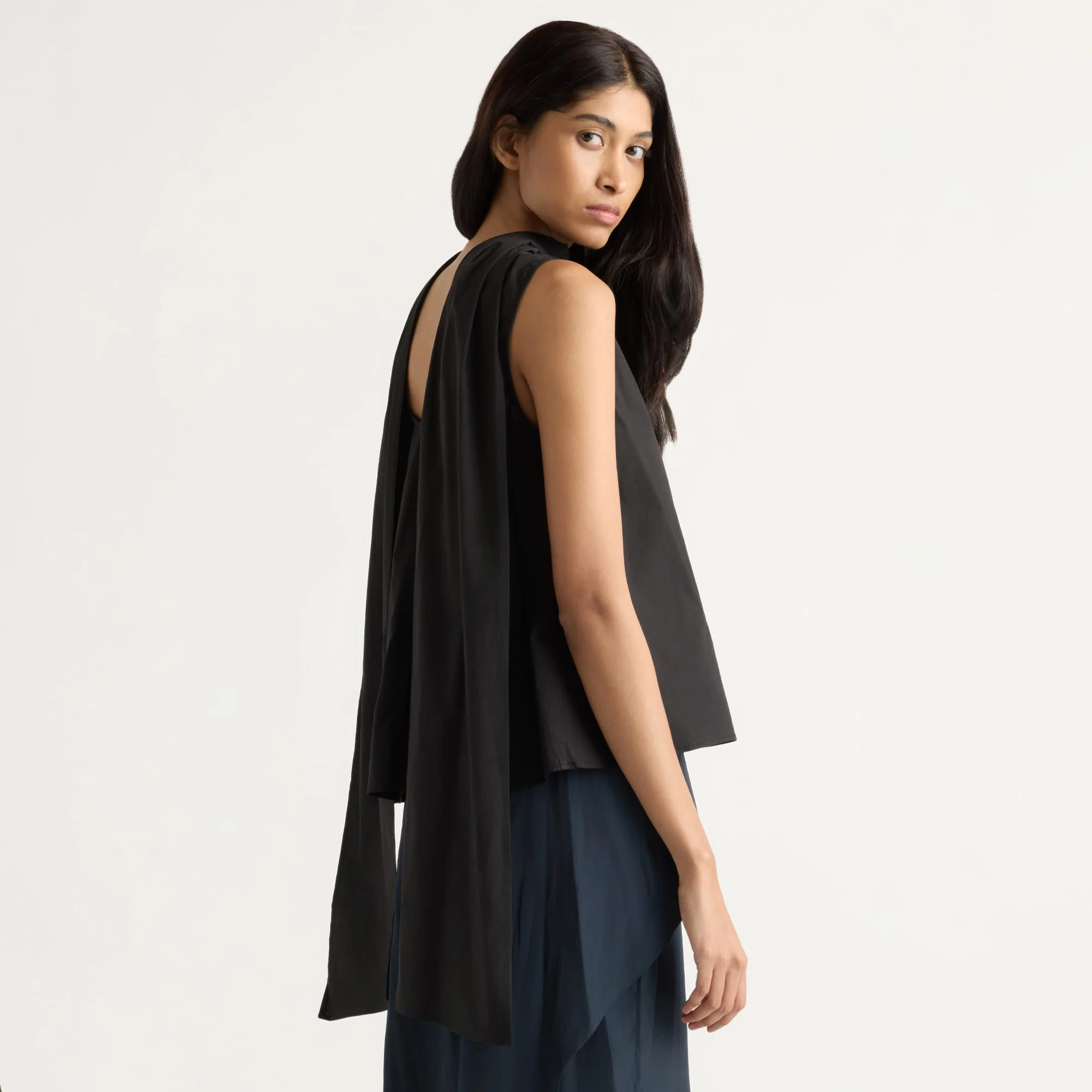 Dominika Drape Scarf-Neck Blouse