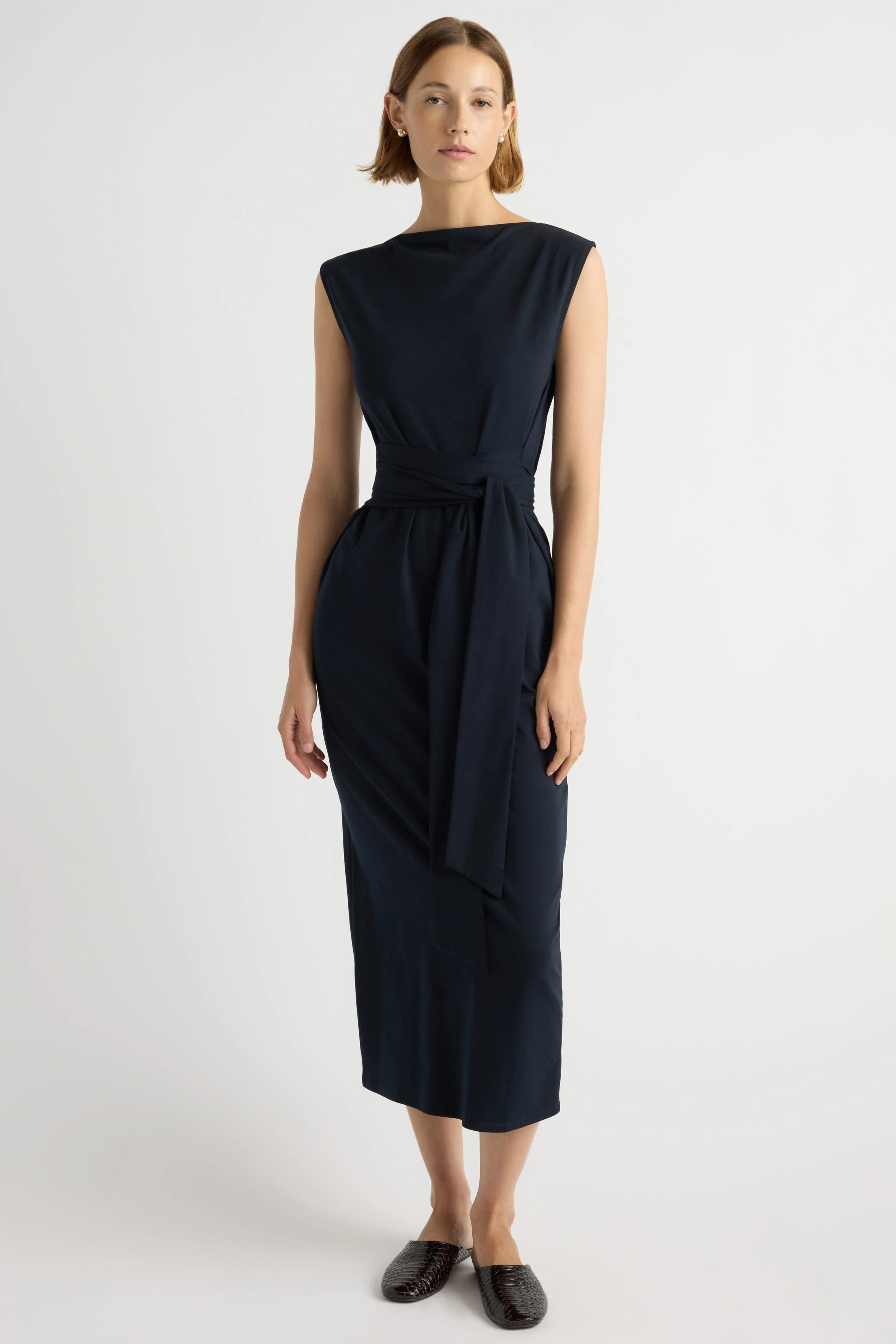 Edina Tie-Front Slit-Neck Dress - Image 2
