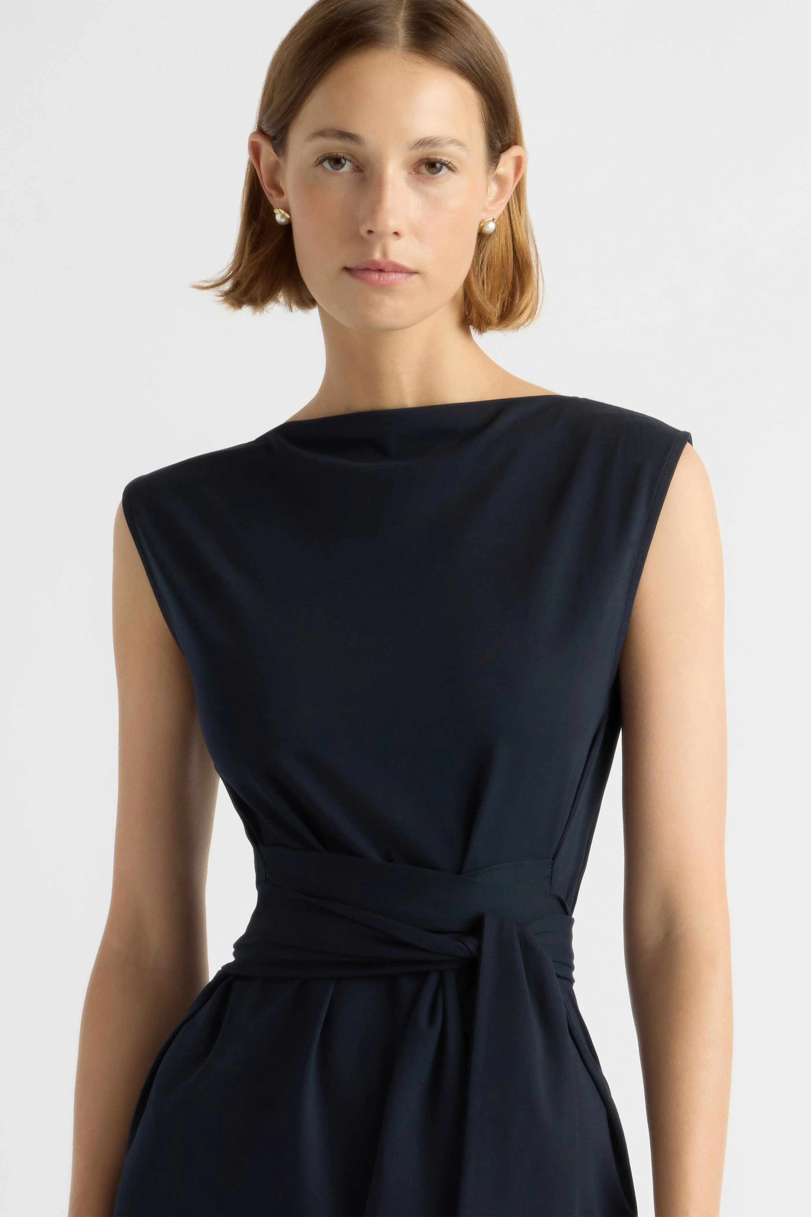 Edina Tie-Front Slit-Neck Dress - Image 3