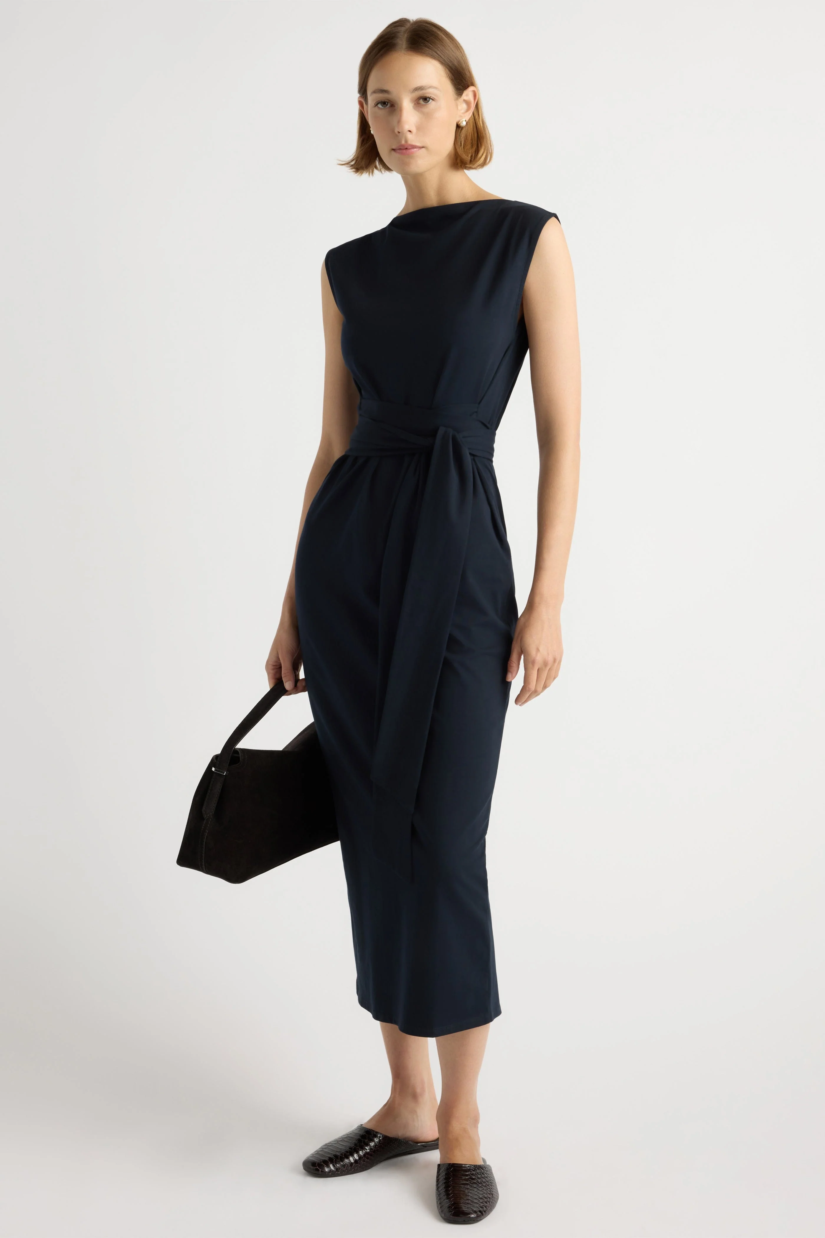 Edina Tie-Front Slit-Neck Dress - Image 4