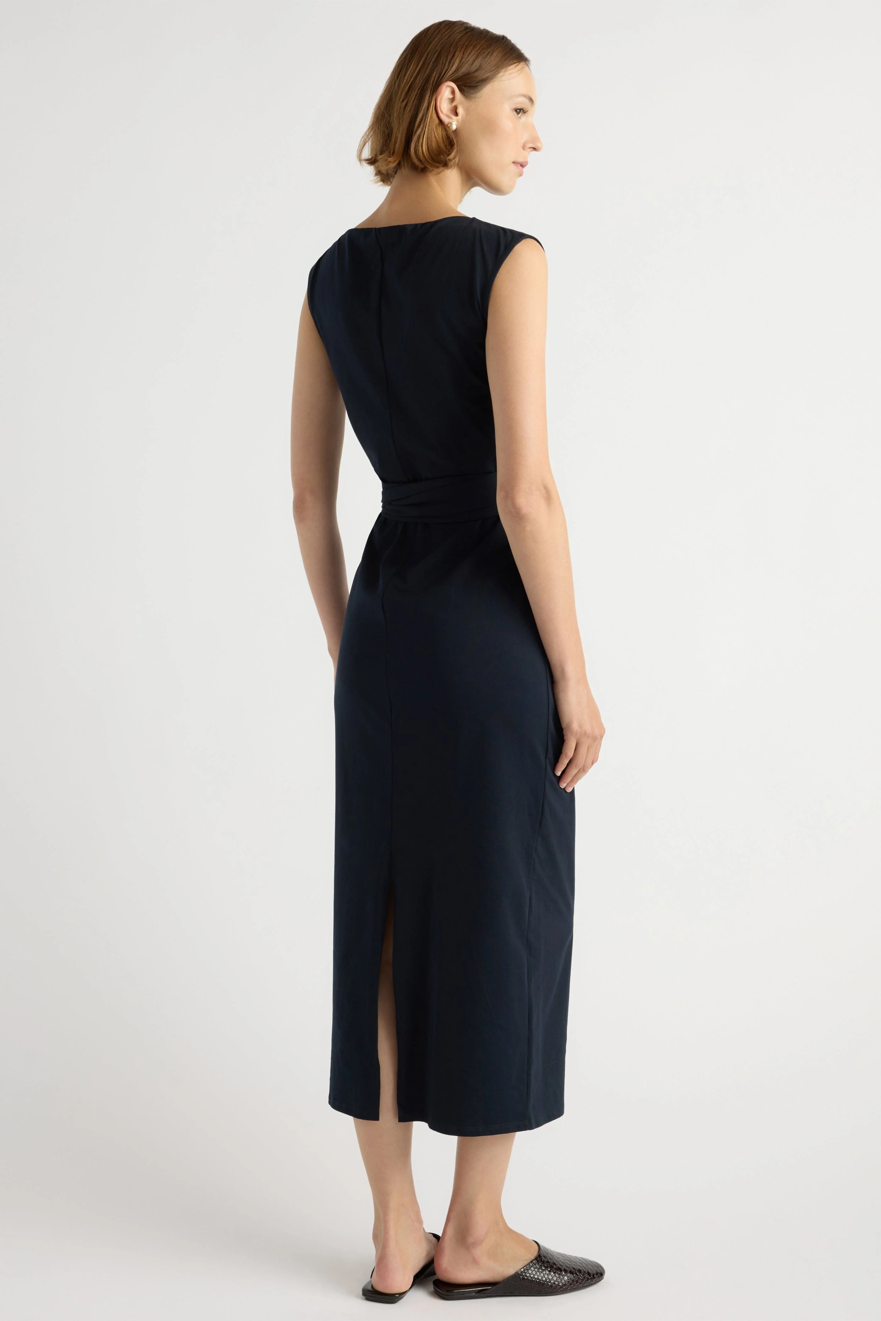 Edina Tie-Front Slit-Neck Dress - Image 7