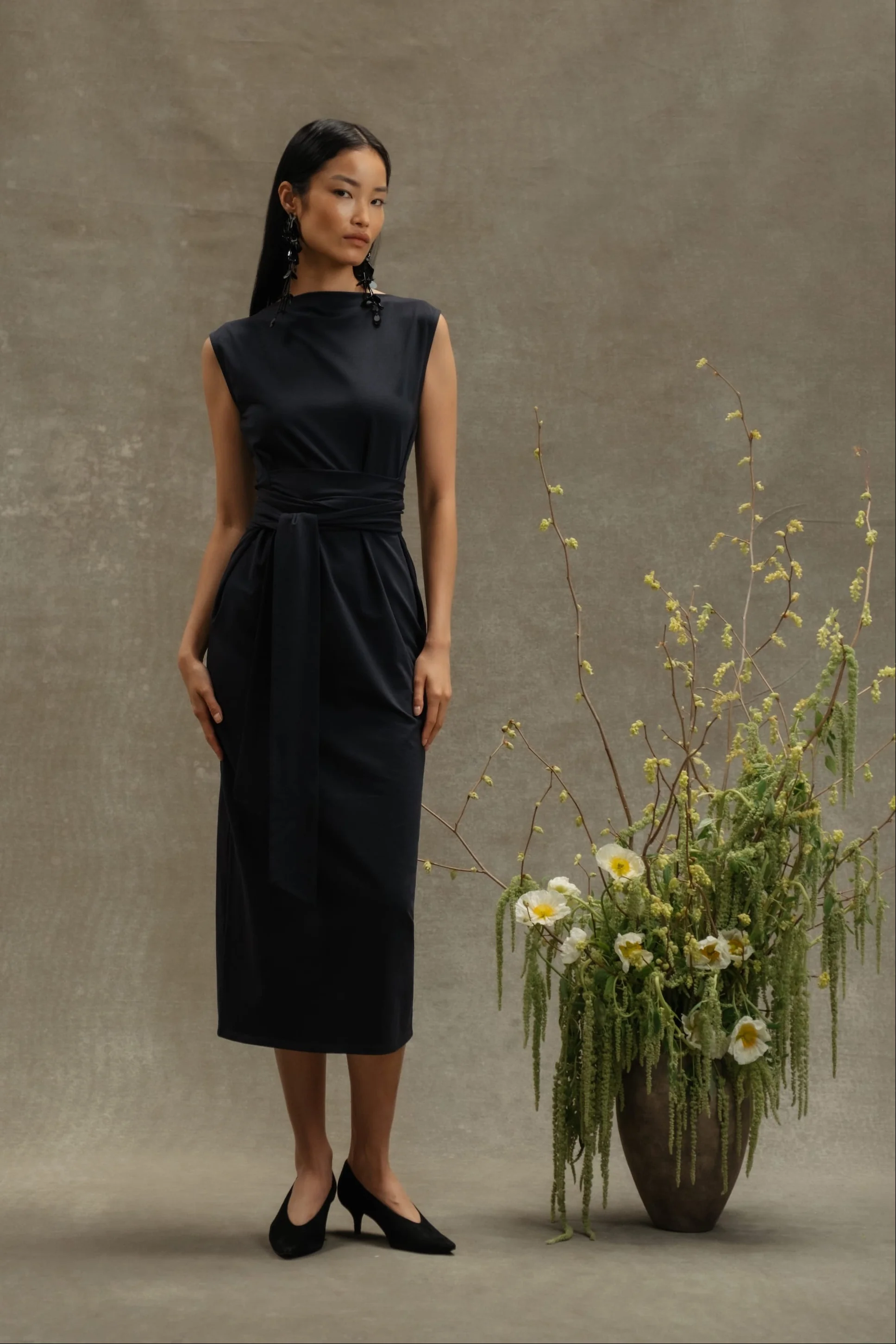 Edina Tie-Front Slit-Neck Dress - Image 9