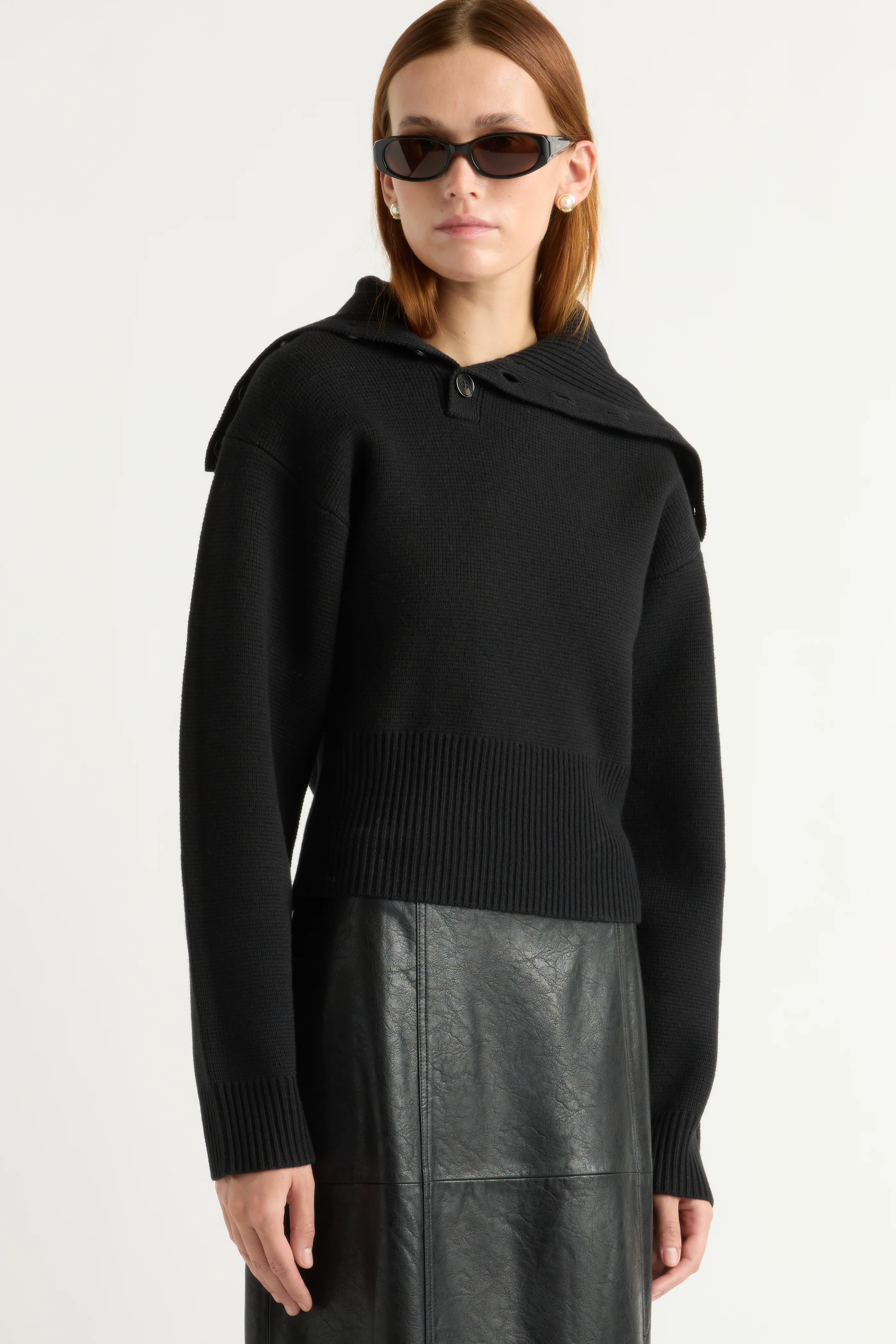 Elijah Foldover Button-Collar Sweater - Image 5