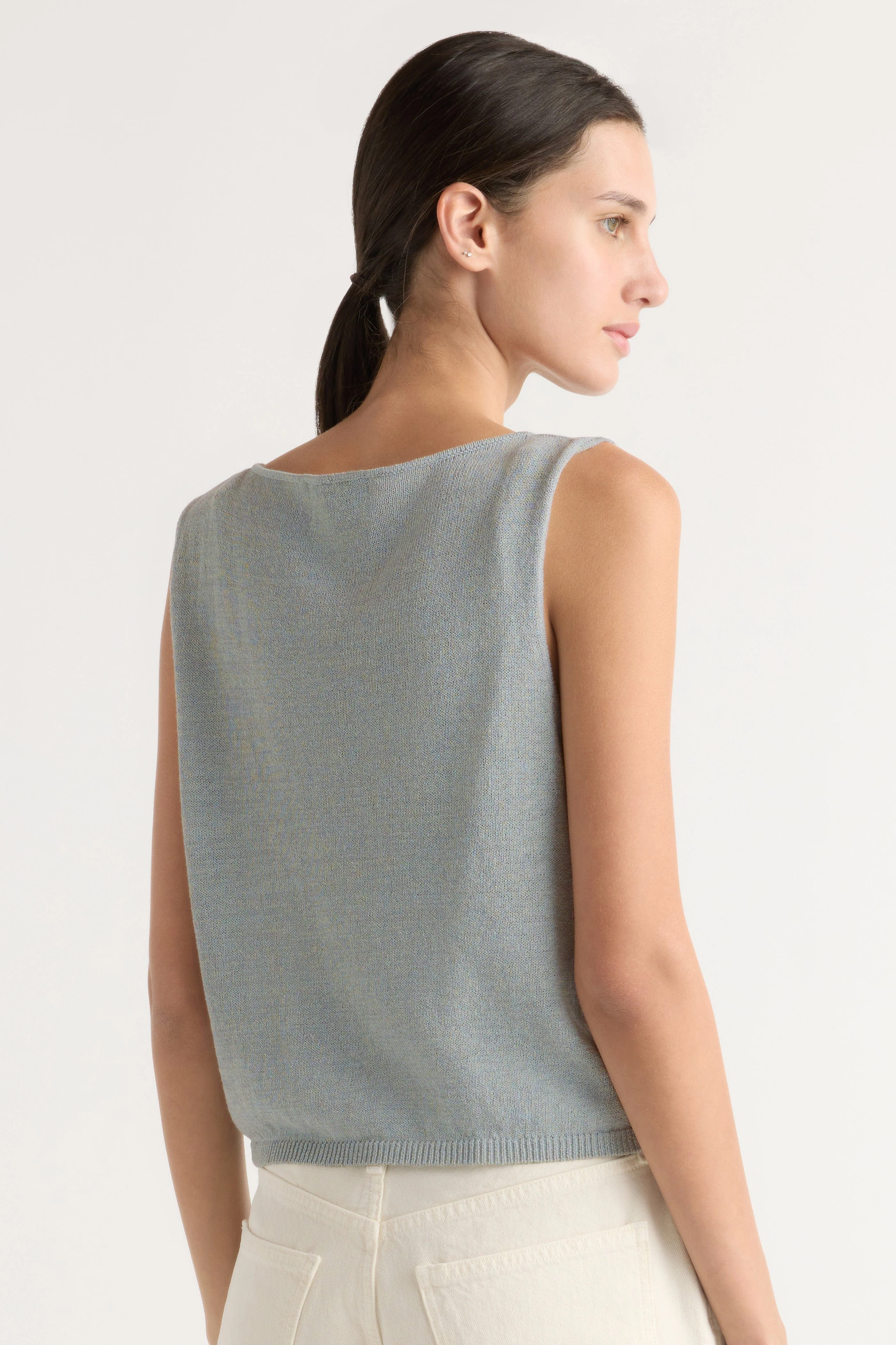 Elith Cotton-Linen Button Knit Vest - Image 6