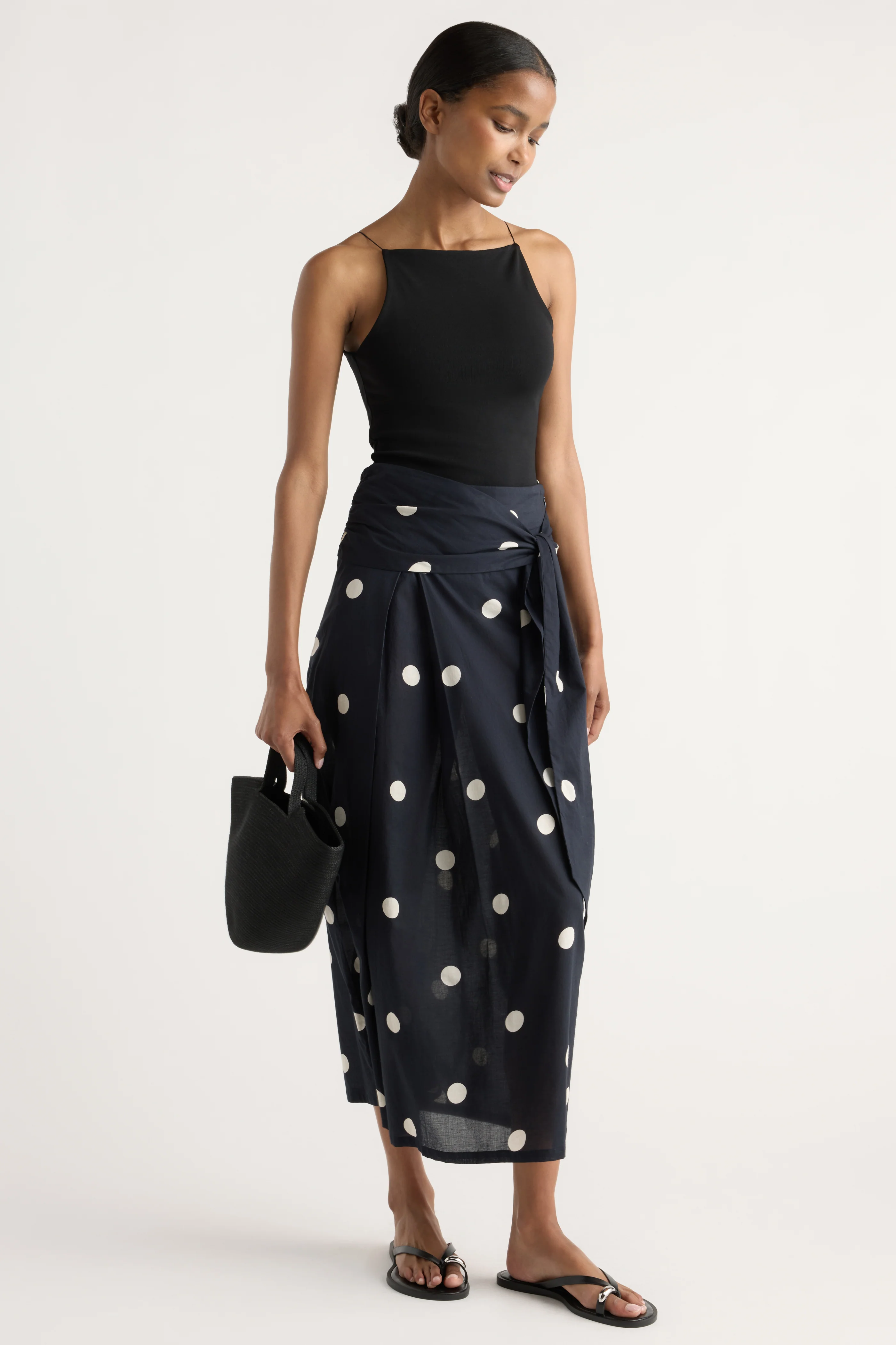 Elodia Lightweight Tie-Waist Polka Dot Skirt - Image 4