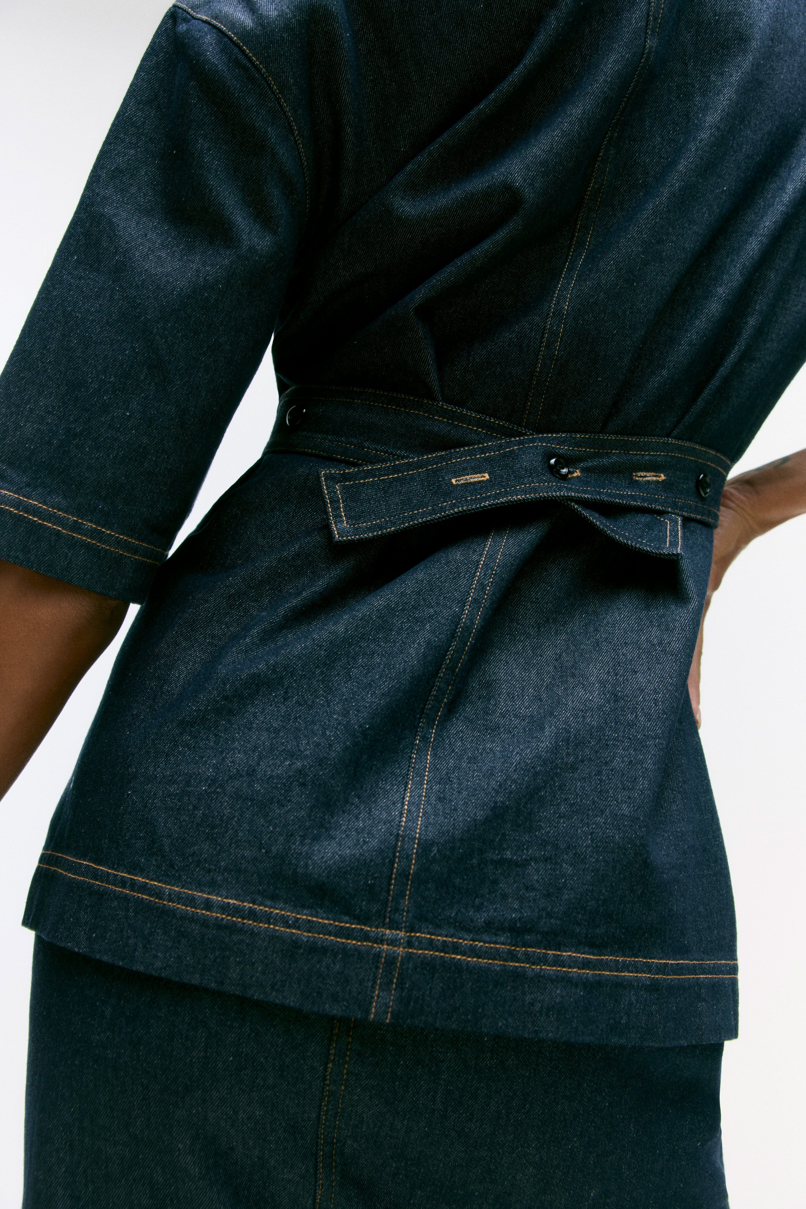 Emma Cinch-Waist Denim Shacket - Image 10