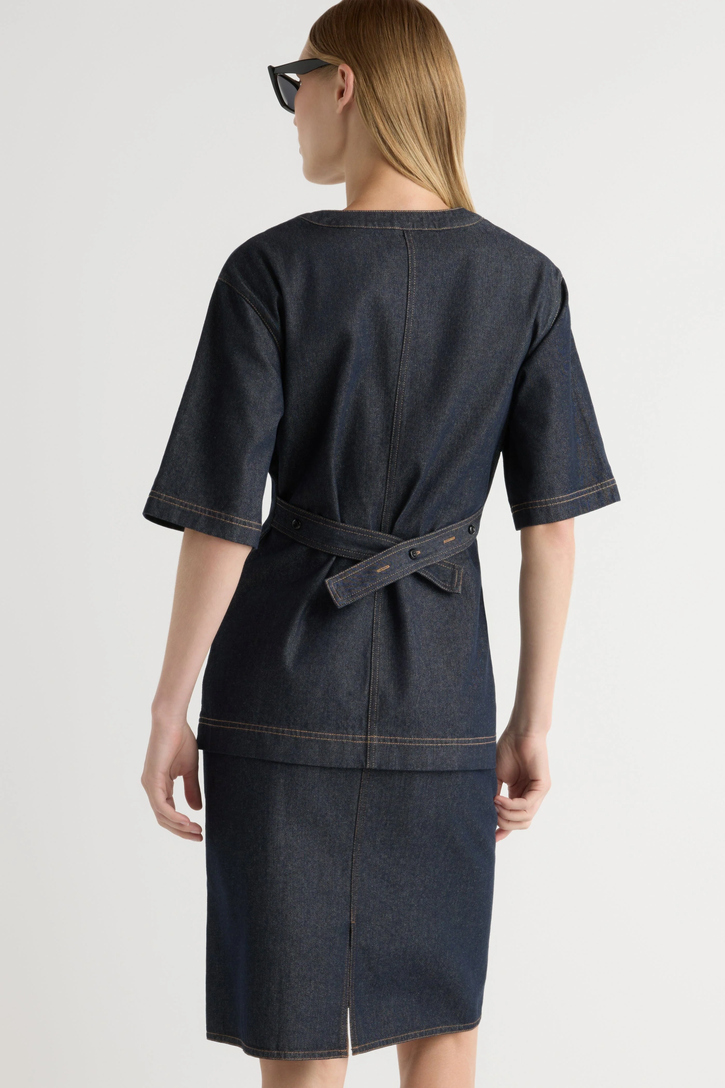 Emma Cinch-Waist Denim Shacket - Image 9