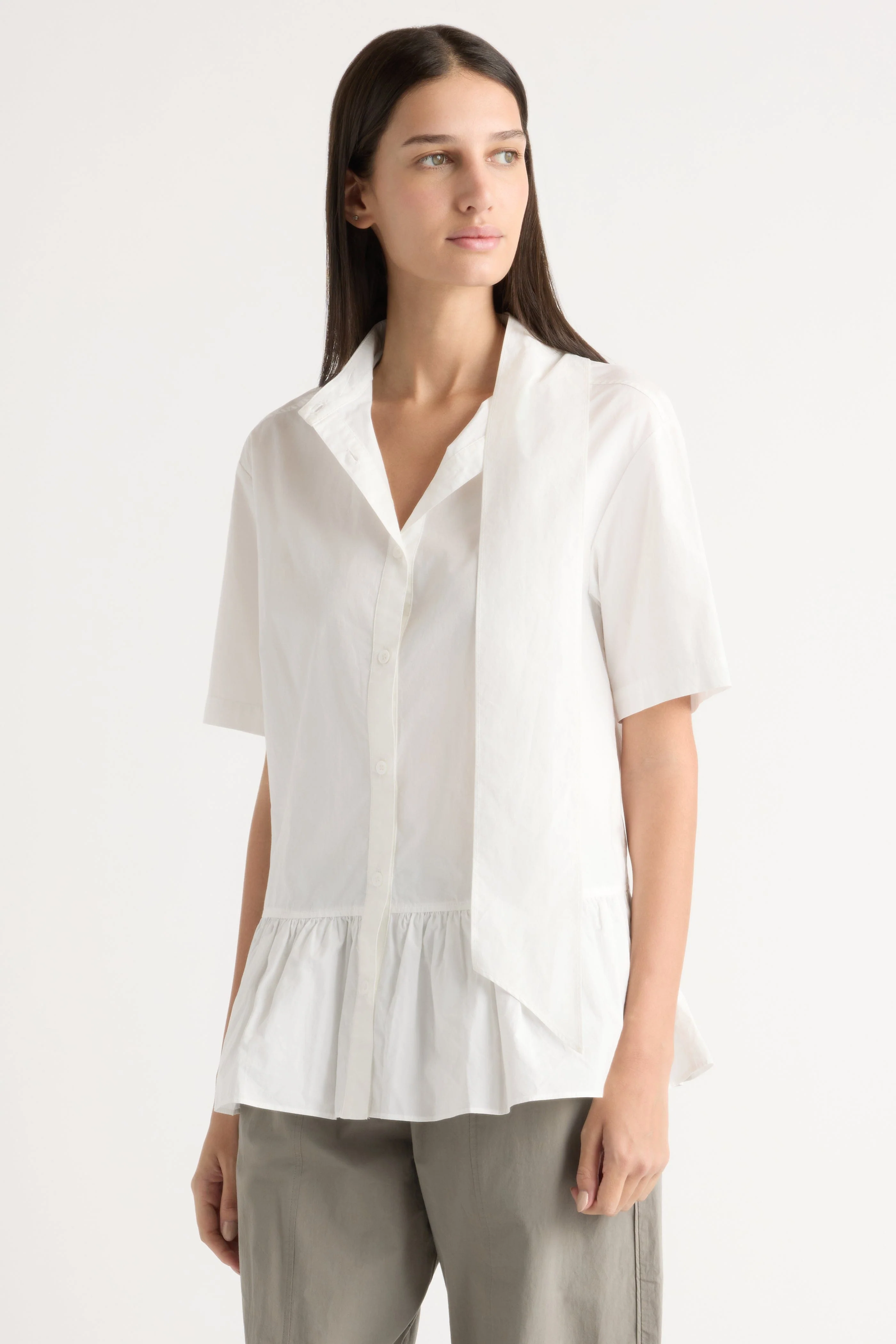 Gretta Scarf-Neck Ruffled Tunic Blouse - Image 2