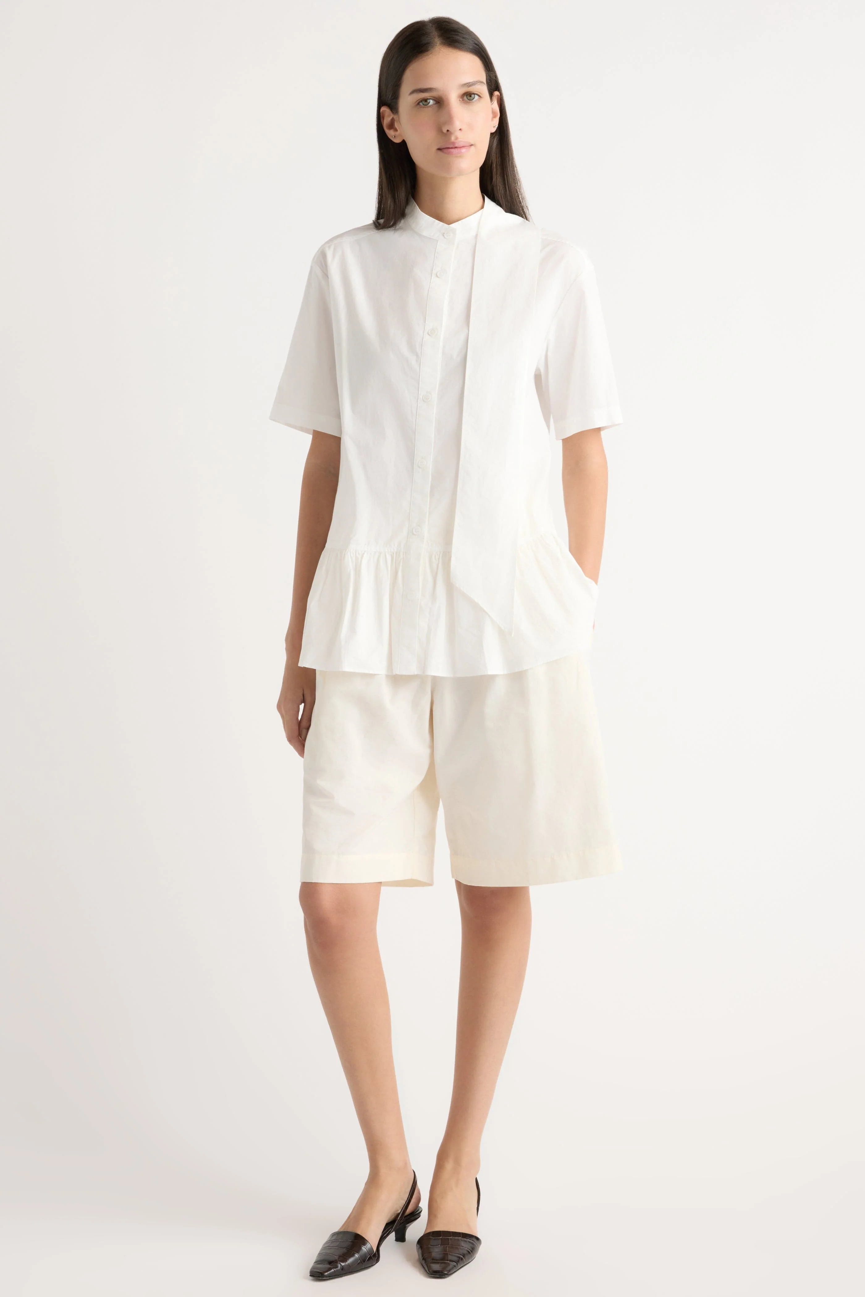 Gretta Scarf-Neck Ruffled Tunic Blouse - Image 5