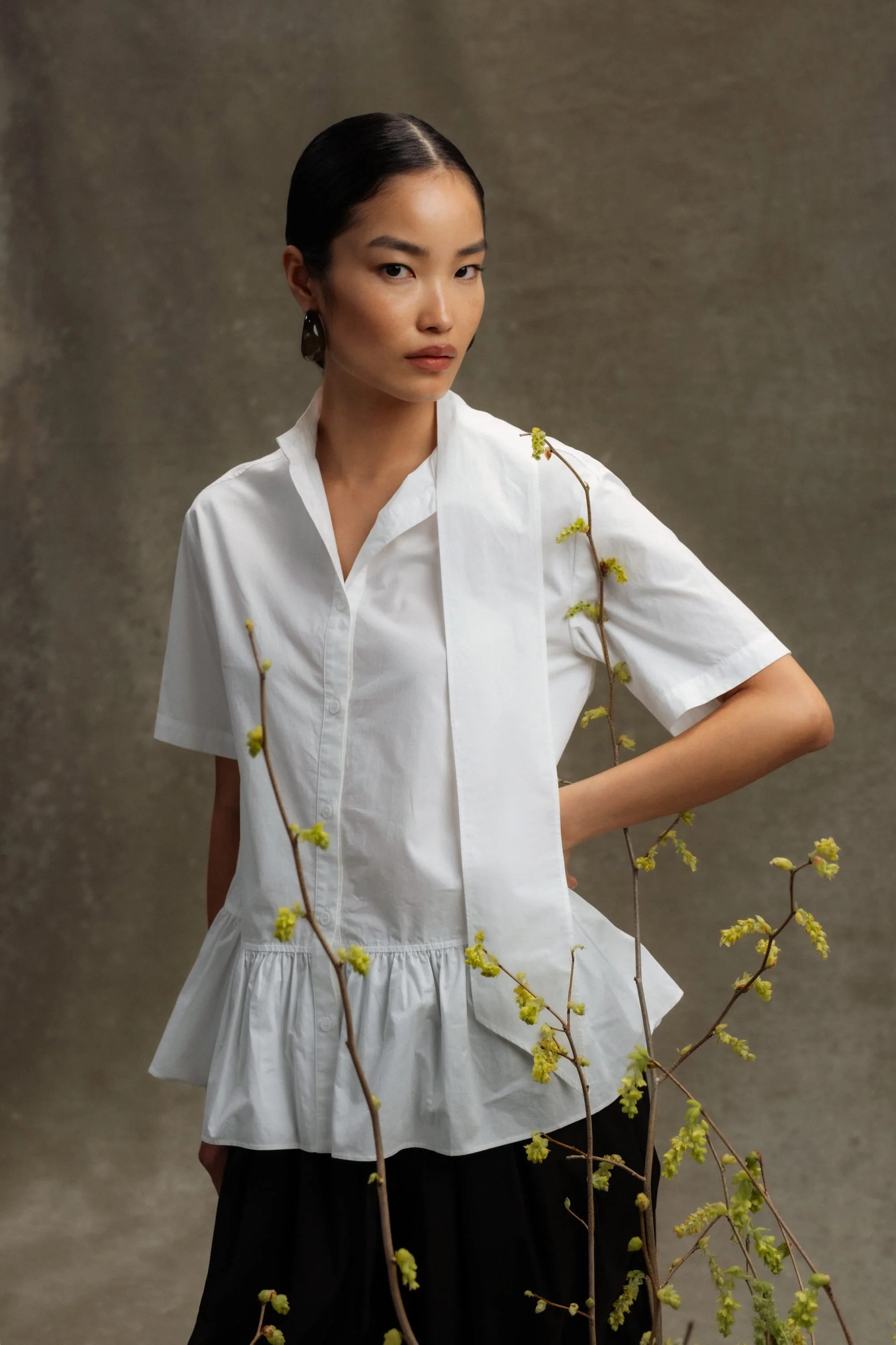 Gretta Scarf-Neck Ruffled Tunic Blouse - Image 8