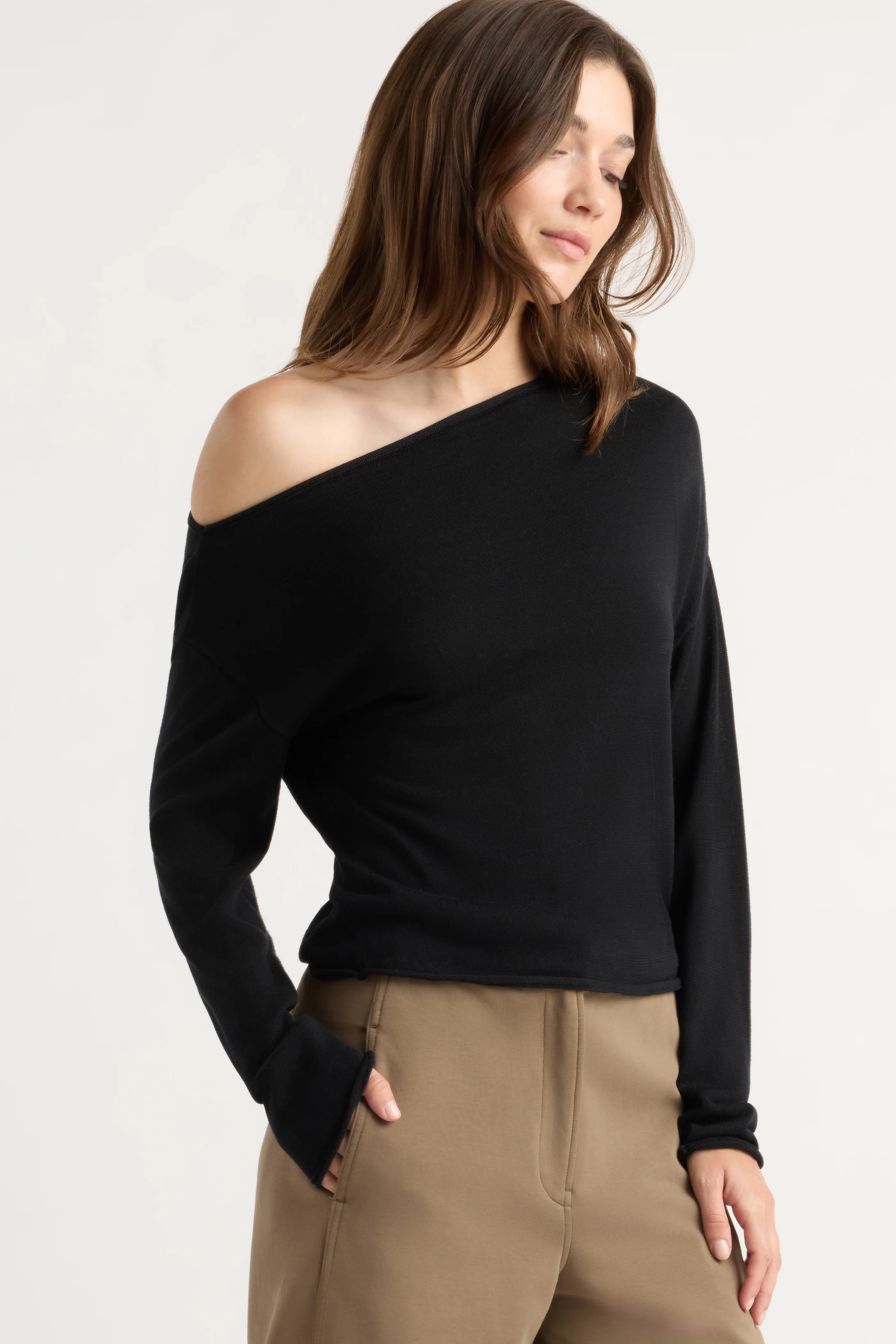 Hachi Tencel-Wool Off-Shoulder Sweater - Image 4