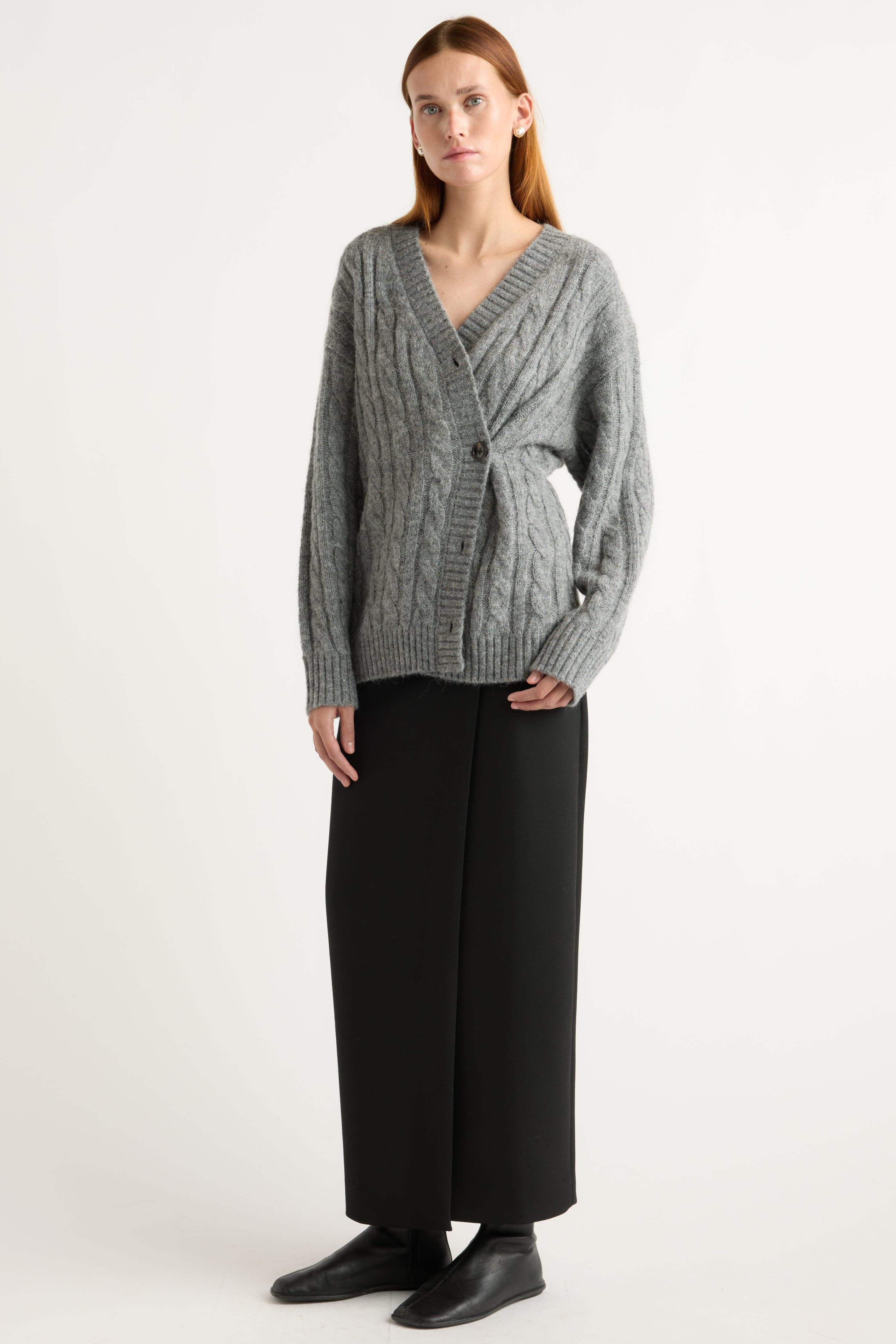 Hikari Asymmetric Cable Knit Cardigan - Image 3