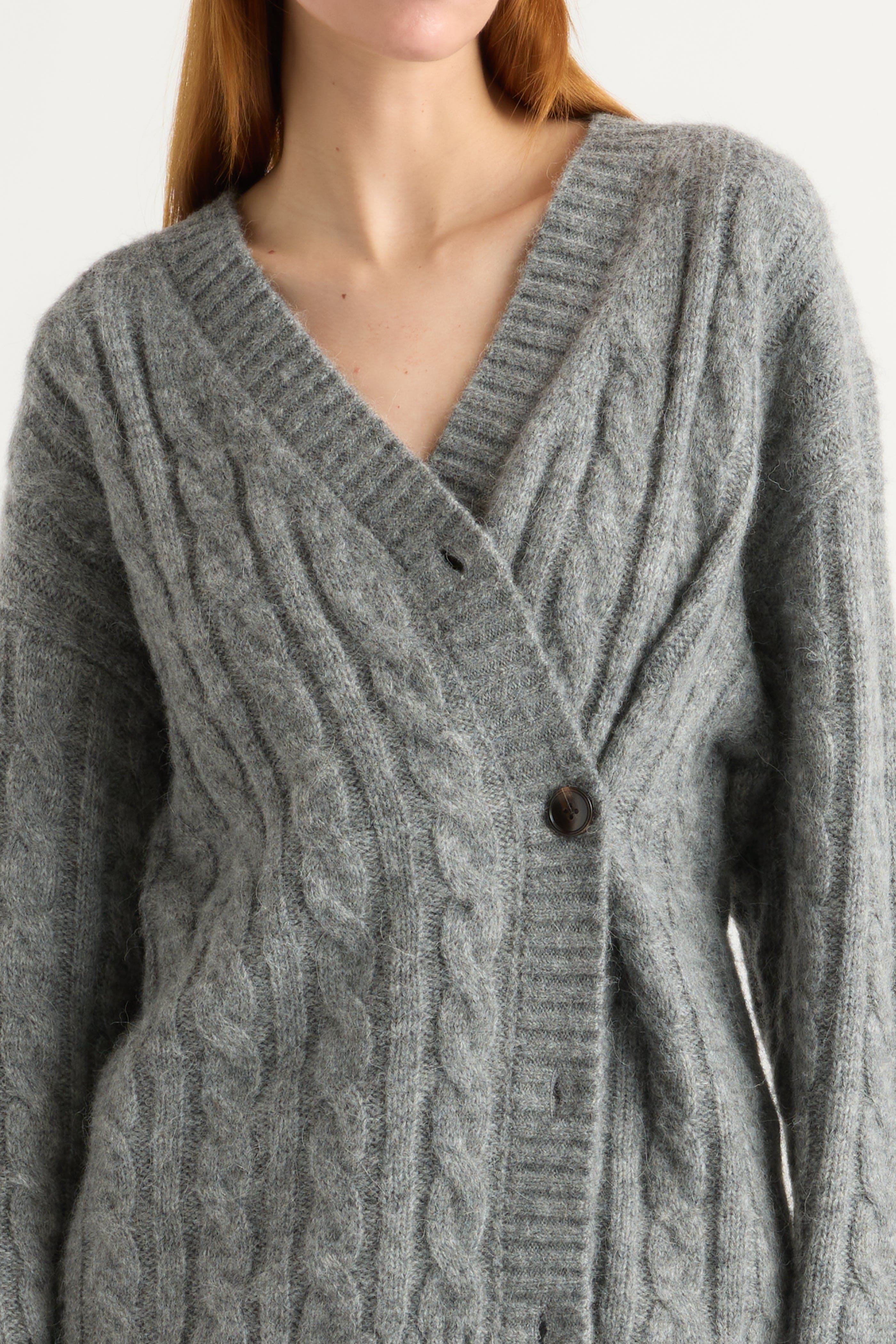 Hikari Asymmetric Cable Knit Cardigan - Image 4