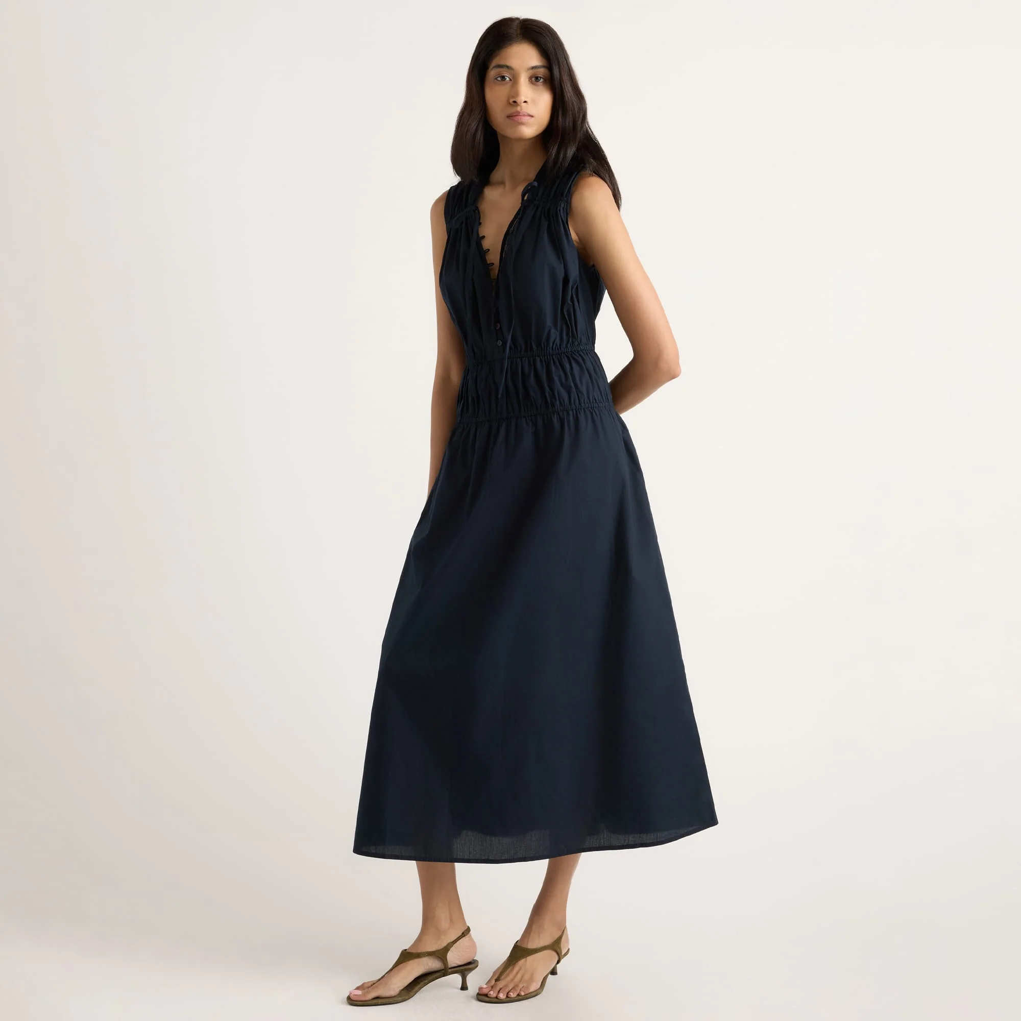 Iga Gathered Organic Cotton Maxi Dress