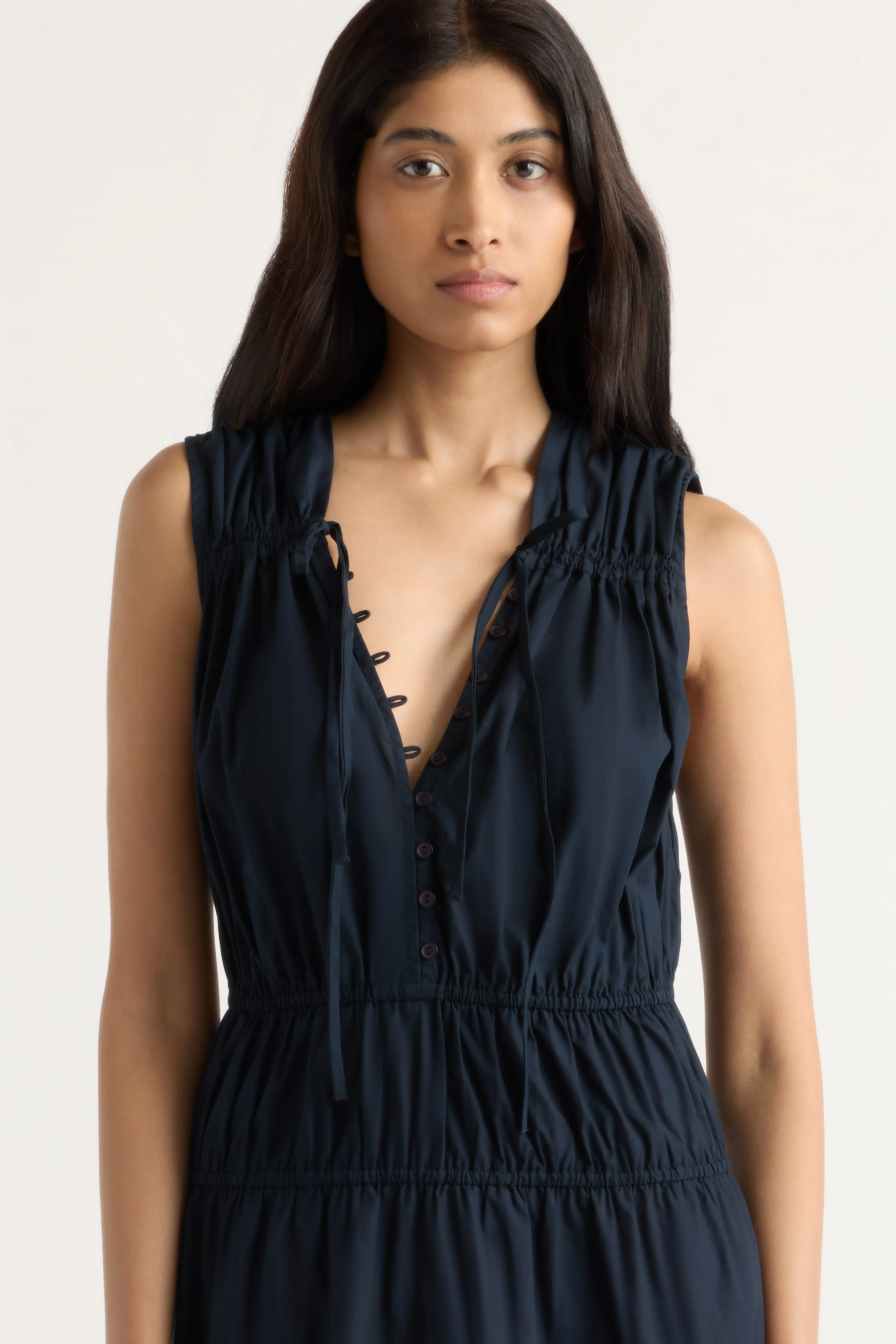 Iga Gathered Organic Cotton Maxi Dress - Image 3