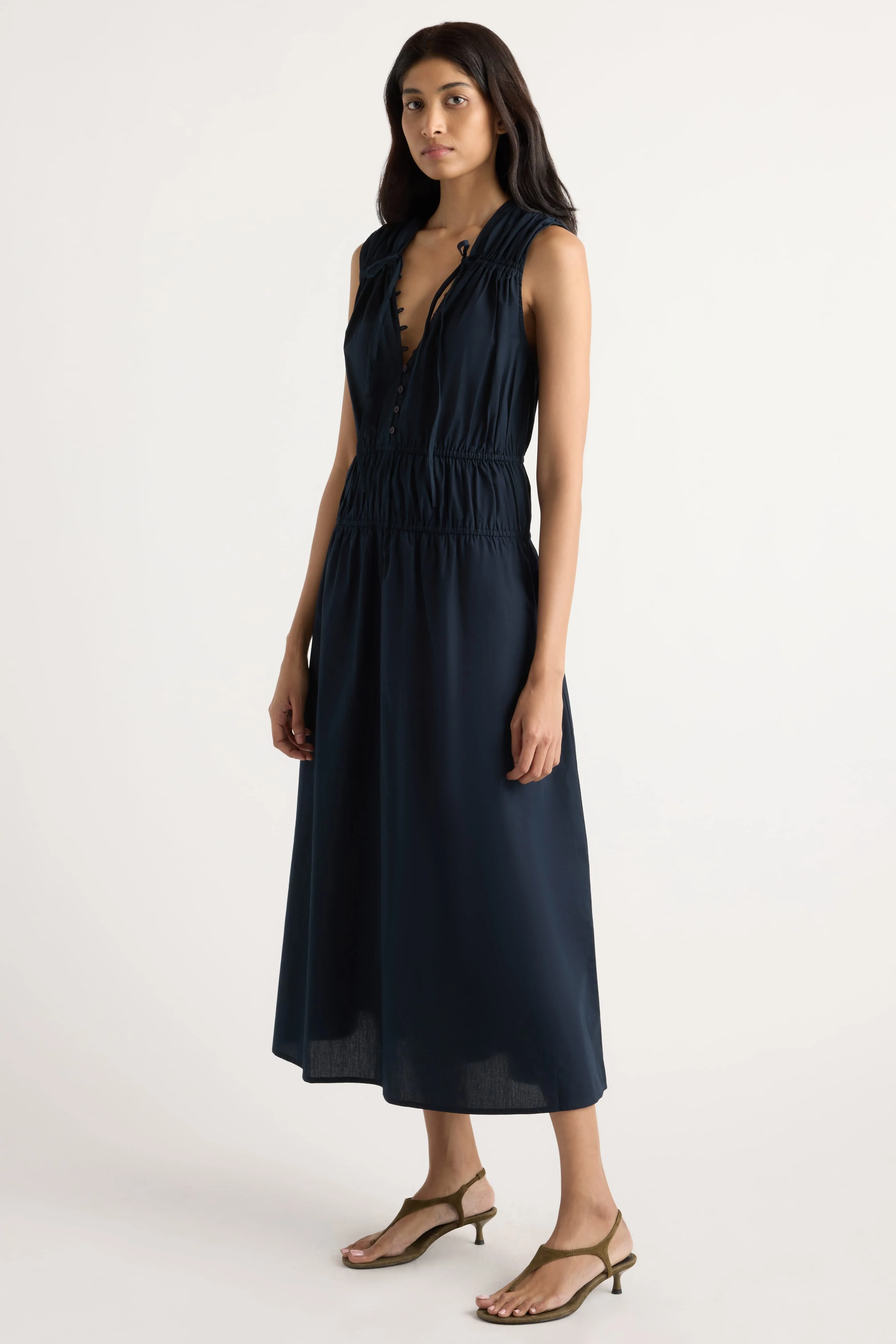 Iga Gathered Organic Cotton Maxi Dress - Image 4