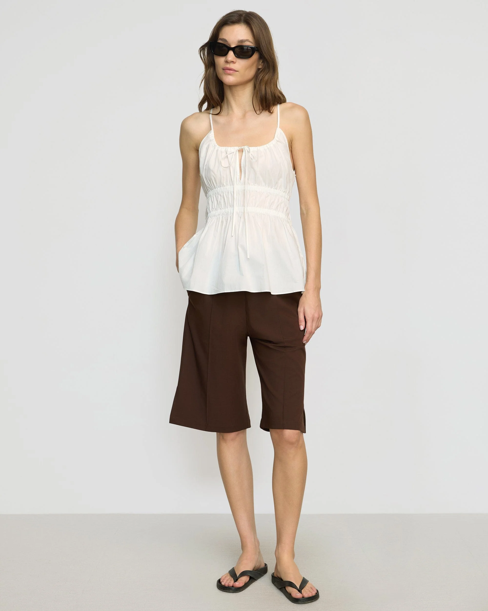 Jamila Organic Cotton Semi-Sheer Ruched Cami - Image 3