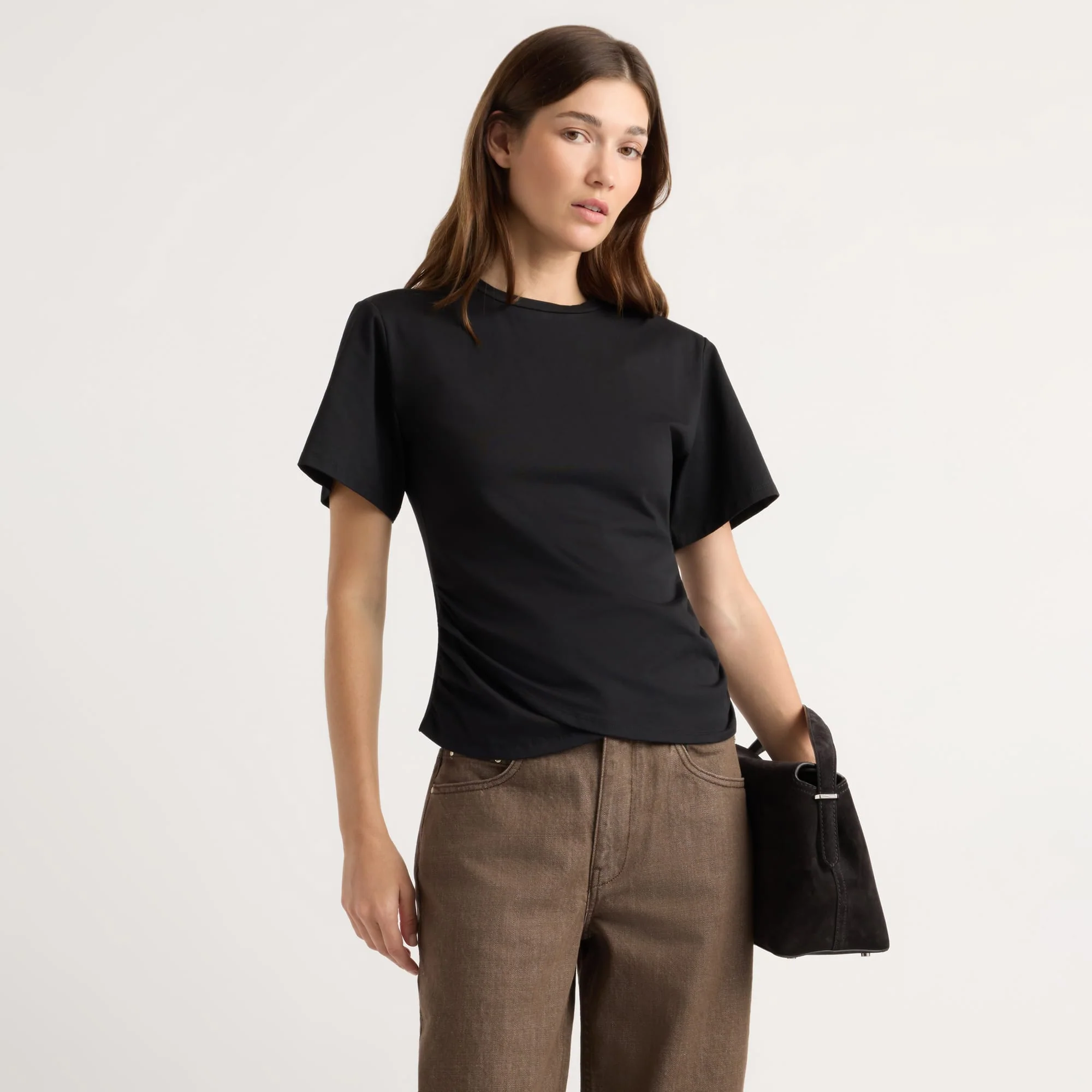 Janette Front-Wrap Jersey Tee
