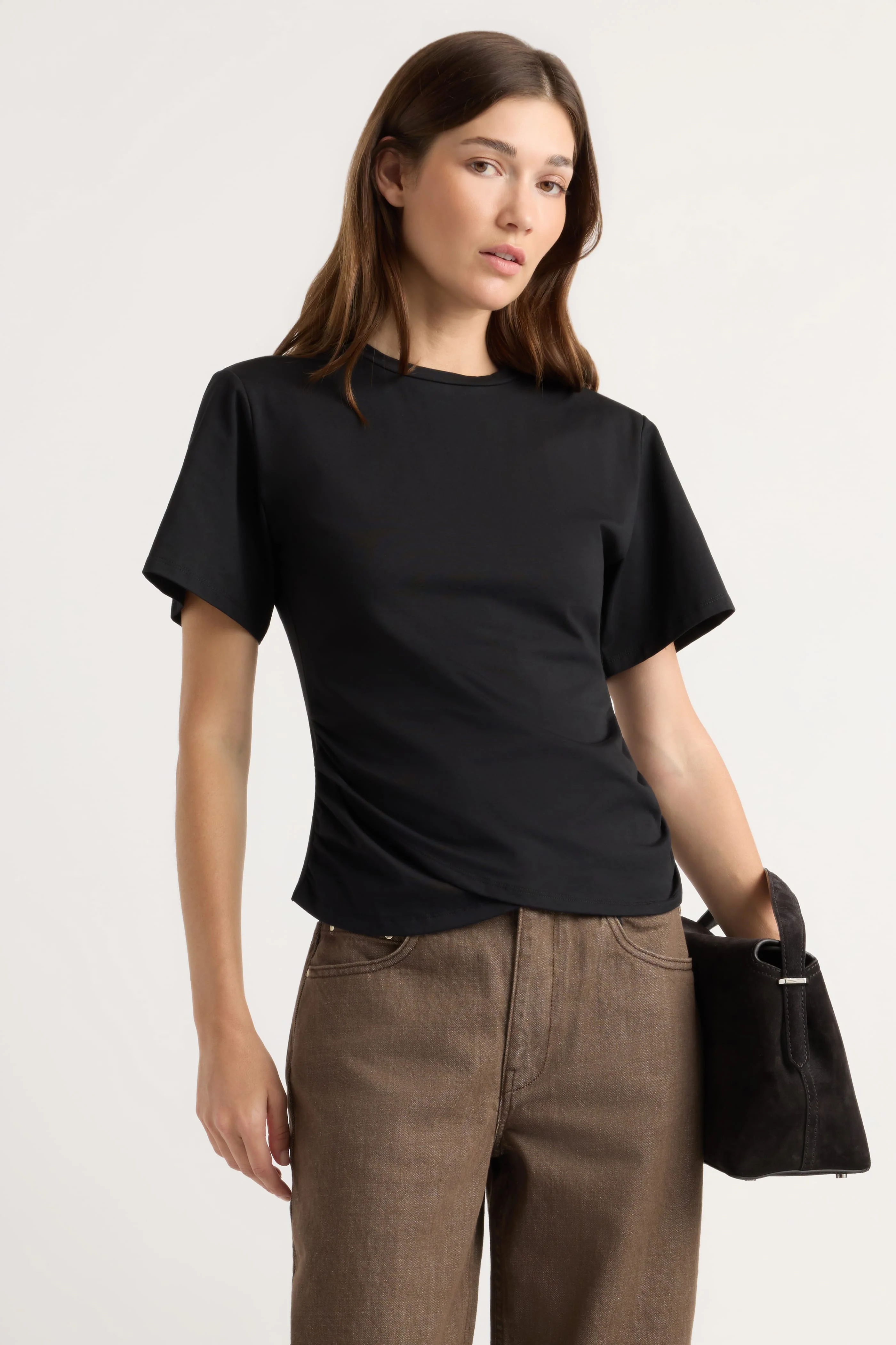 Janette Front-Wrap Jersey Tee - Image 2